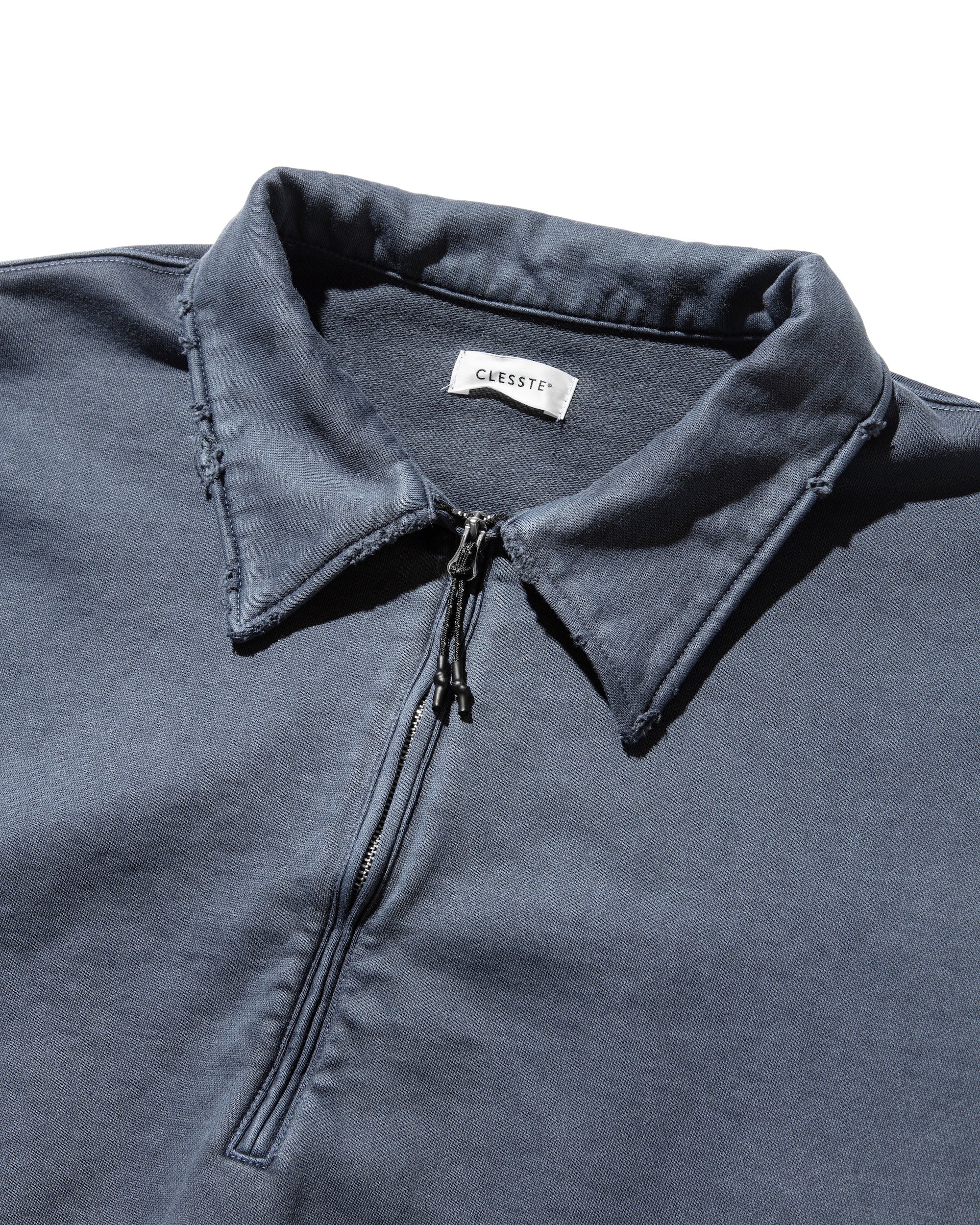 PIGMENT DYED ZIP POLO (FADE BLUE)
