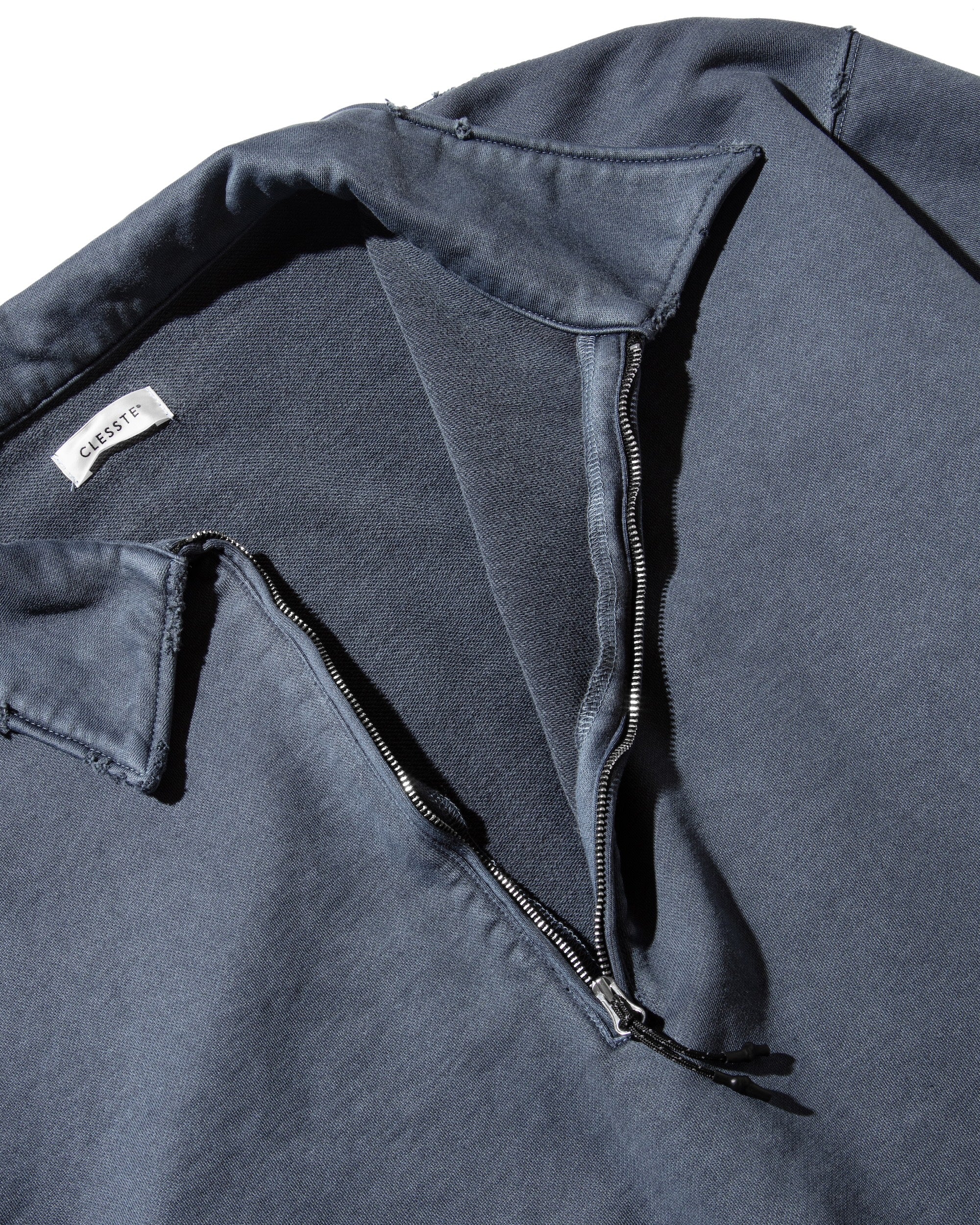 PIGMENT DYED ZIP POLO (FADE BLUE)