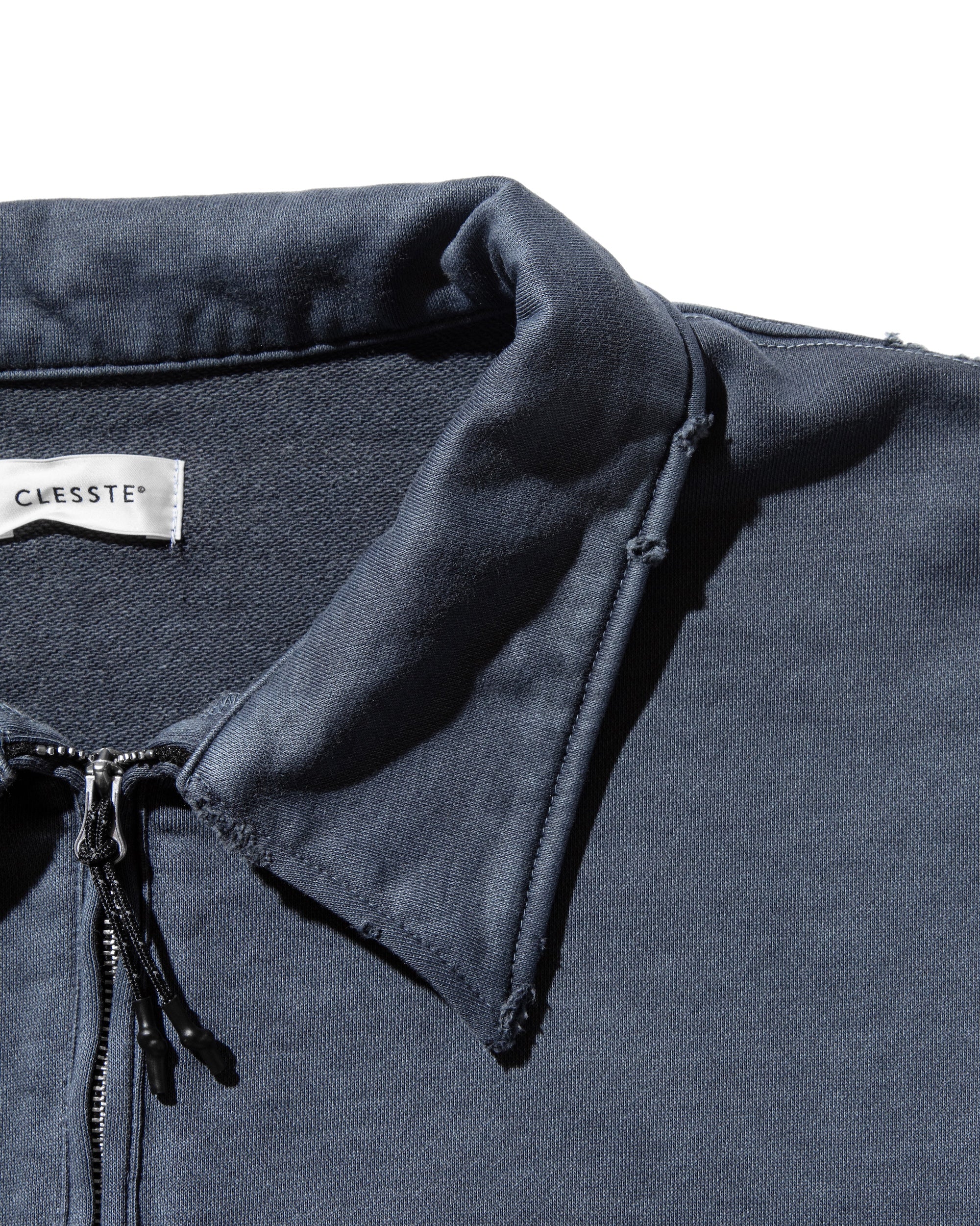 PIGMENT DYED ZIP POLO (FADE BLUE)