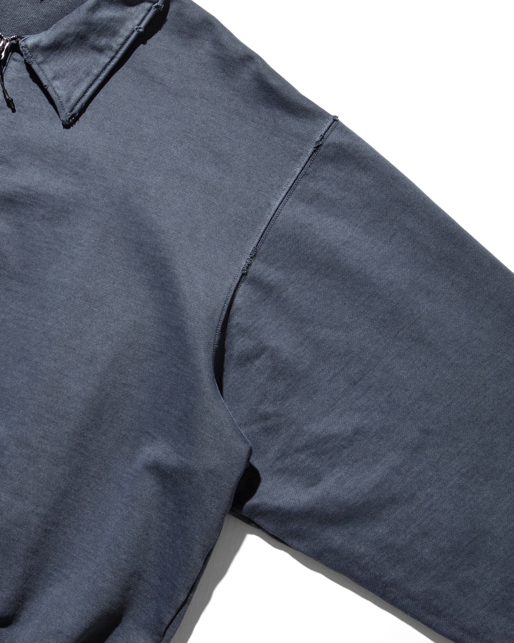 PIGMENT DYED ZIP POLO (FADE BLUE)