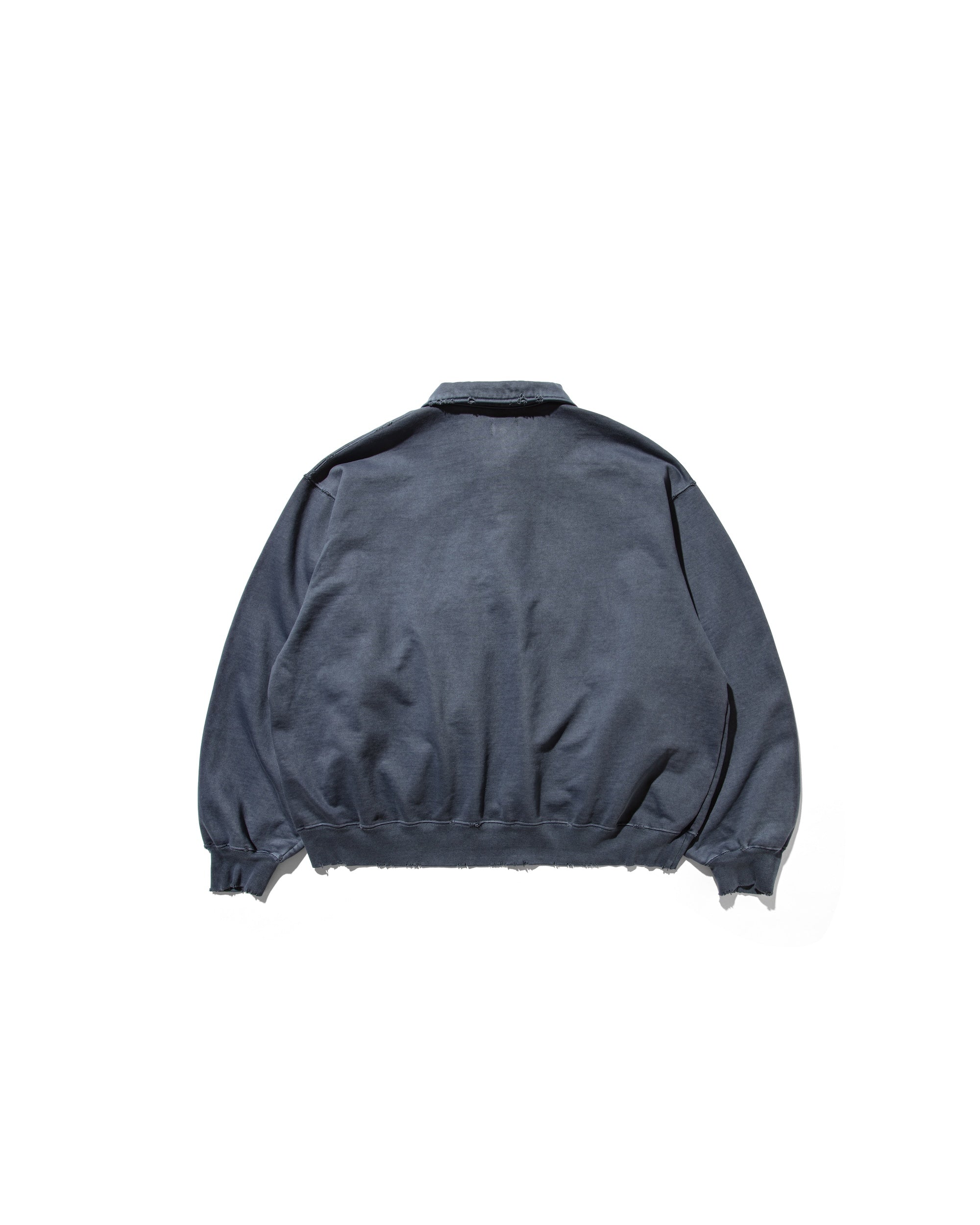 PIGMENT DYED ZIP POLO (FADE BLUE)