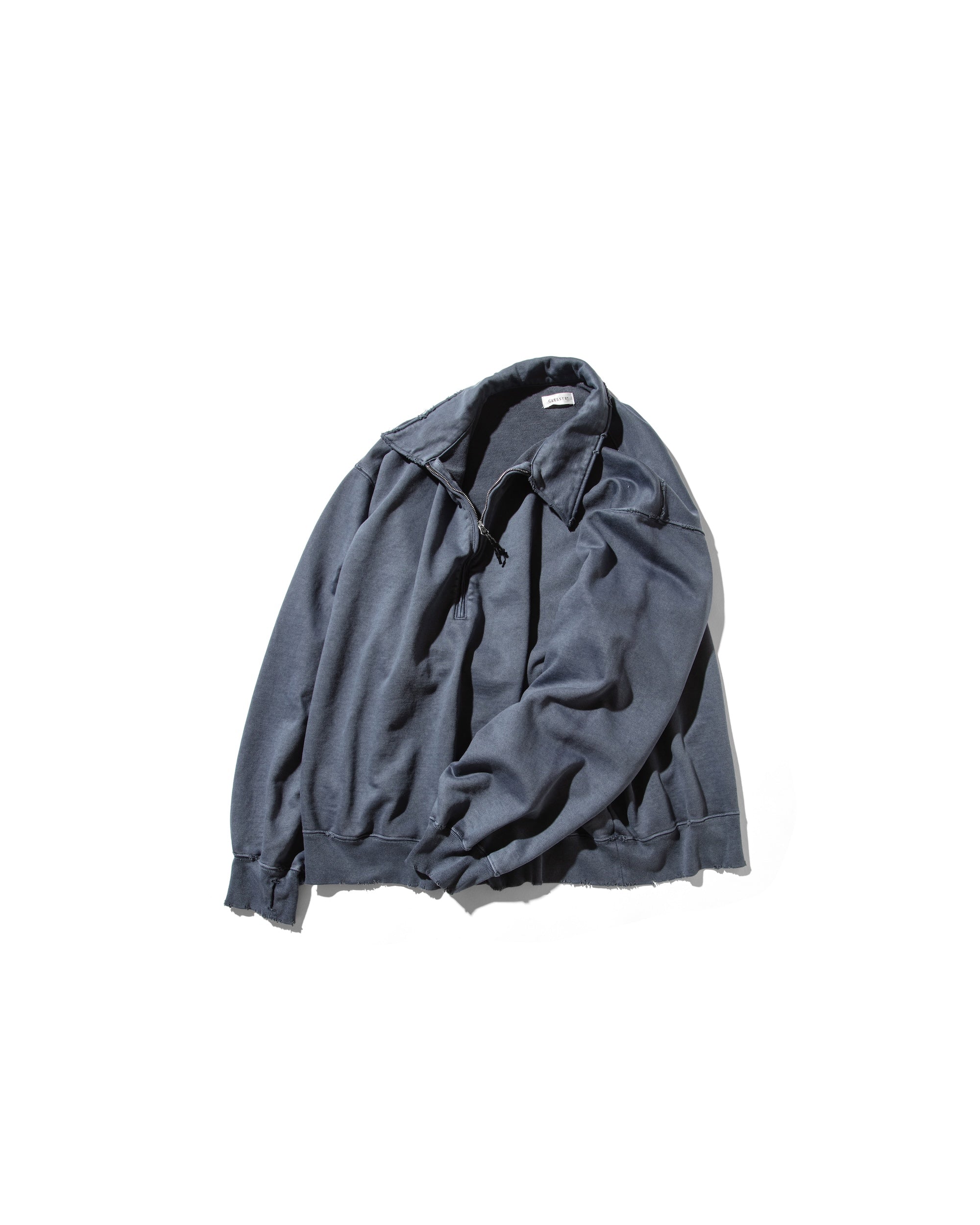 PIGMENT DYED ZIP POLO (FADE BLUE)