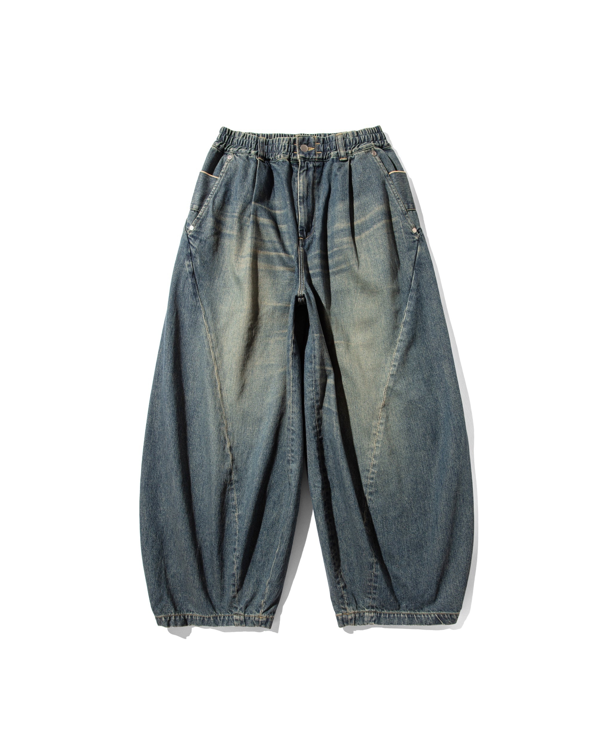 VINTAGE DYED SELVEDGE DENIM MASSIVE TWISTED PANTS (VINTAGE INDIGO)