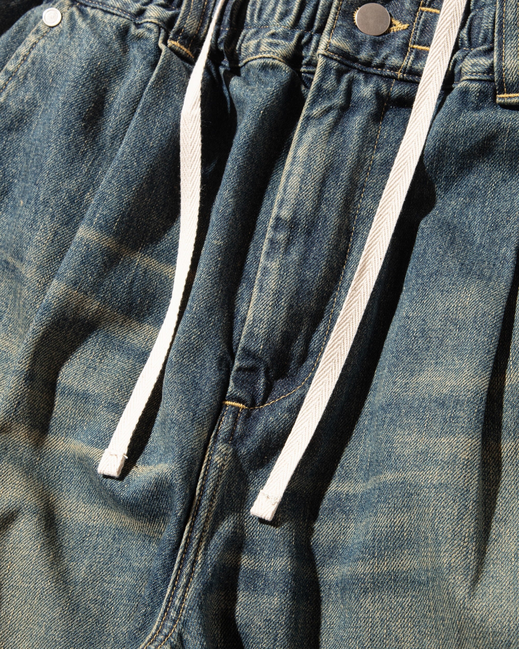 VINTAGE DYED SELVEDGE DENIM MASSIVE TWISTED PANTS (VINTAGE INDIGO)