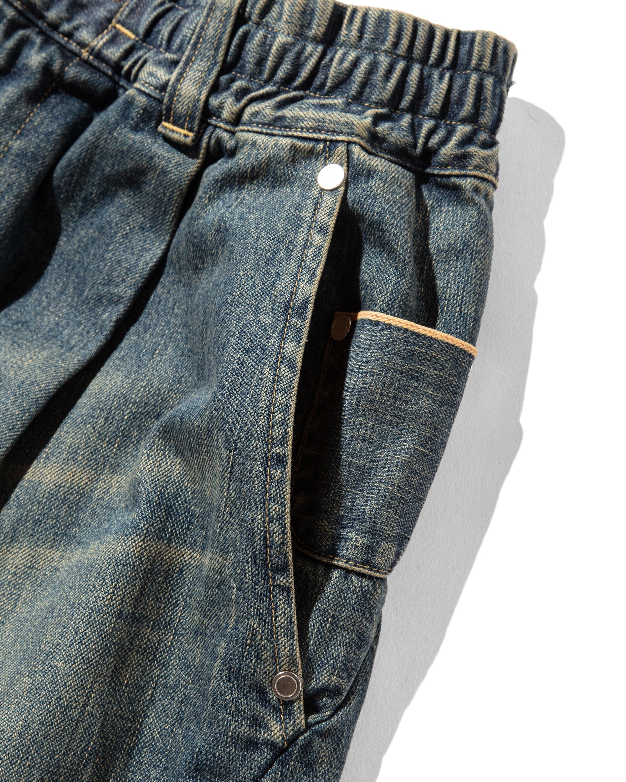 VINTAGE DYED SELVEDGE DENIM MASSIVE TWISTED PANTS (VINTAGE INDIGO)