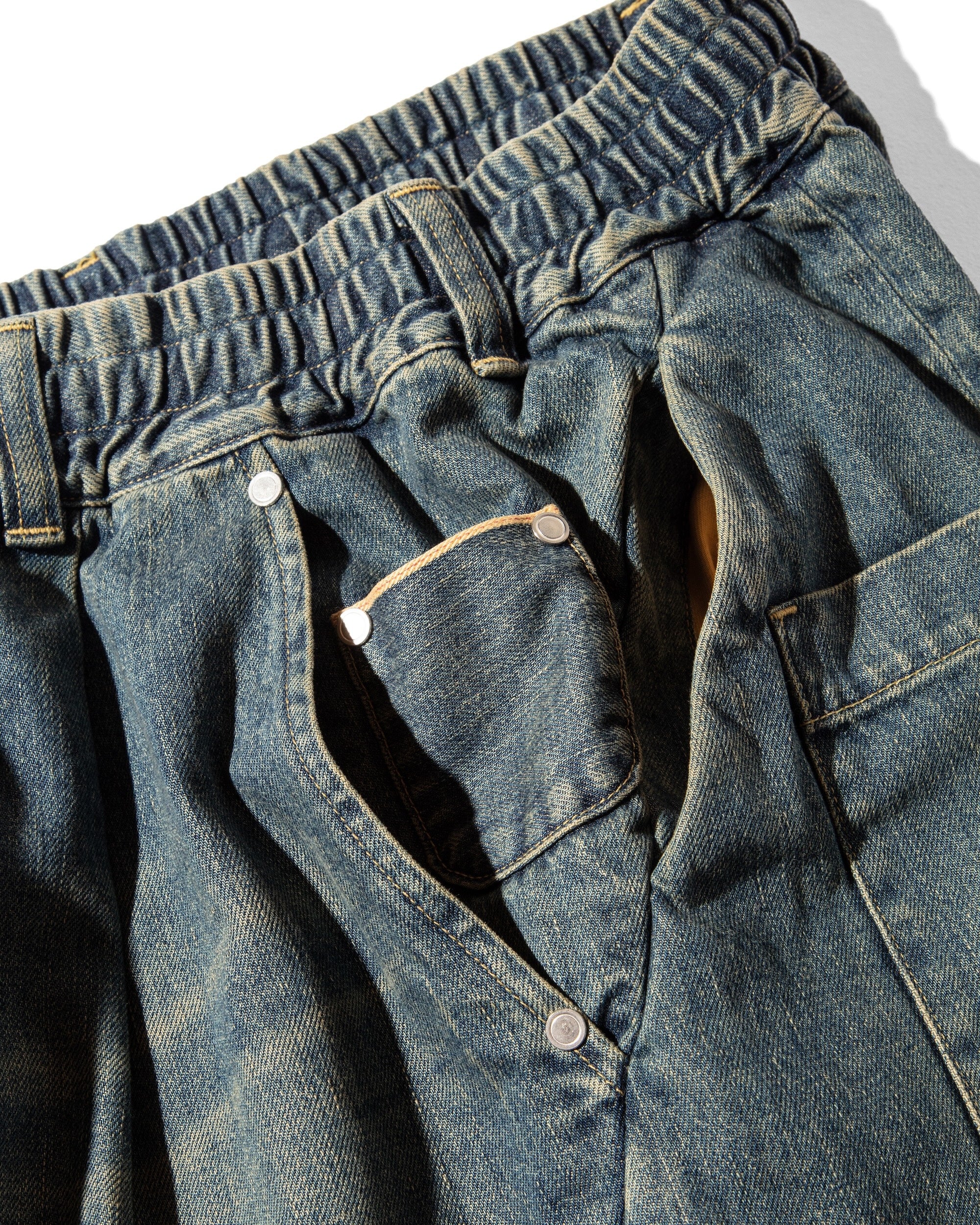 VINTAGE DYED SELVEDGE DENIM MASSIVE TWISTED PANTS (VINTAGE INDIGO)