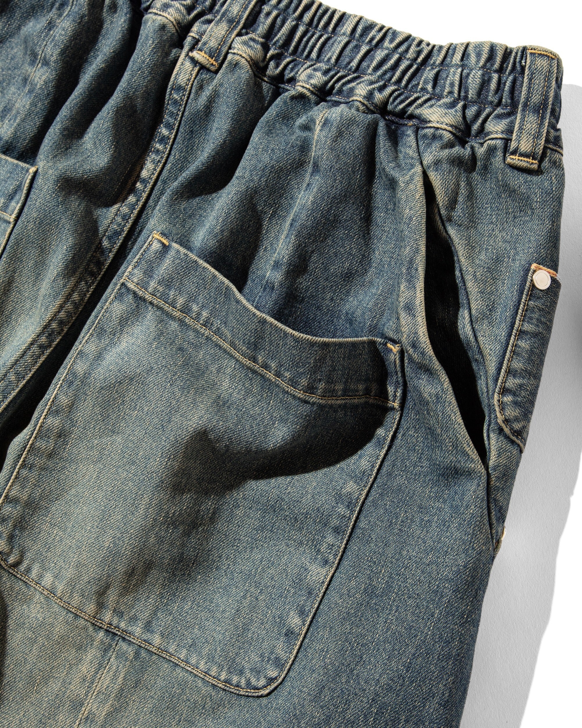 VINTAGE DYED SELVEDGE DENIM MASSIVE TWISTED PANTS (VINTAGE INDIGO)
