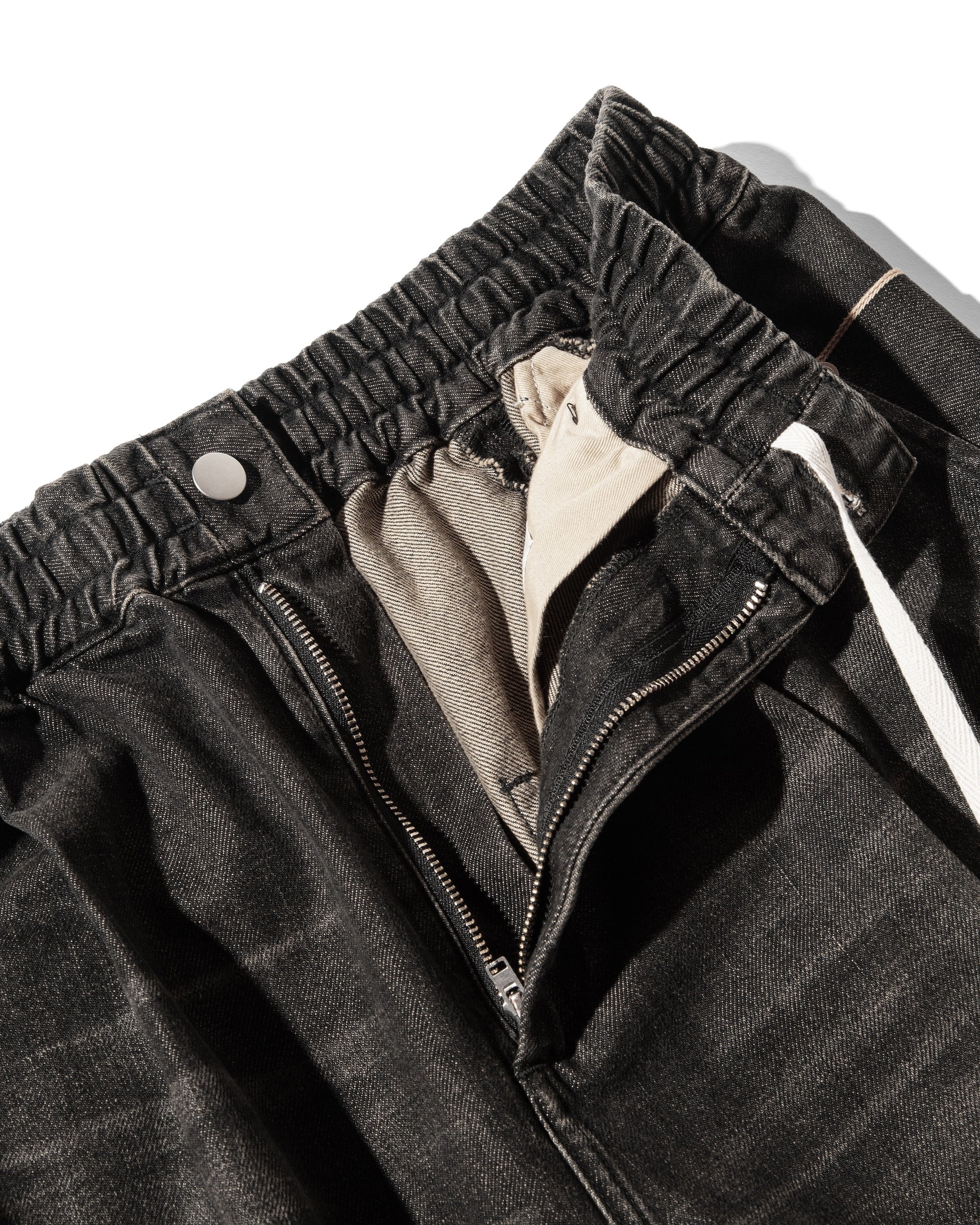 VINTAGE DYED SELVEDGE DENIM MASSIVE TWISTED PANTS (VINTAGE BLACK)