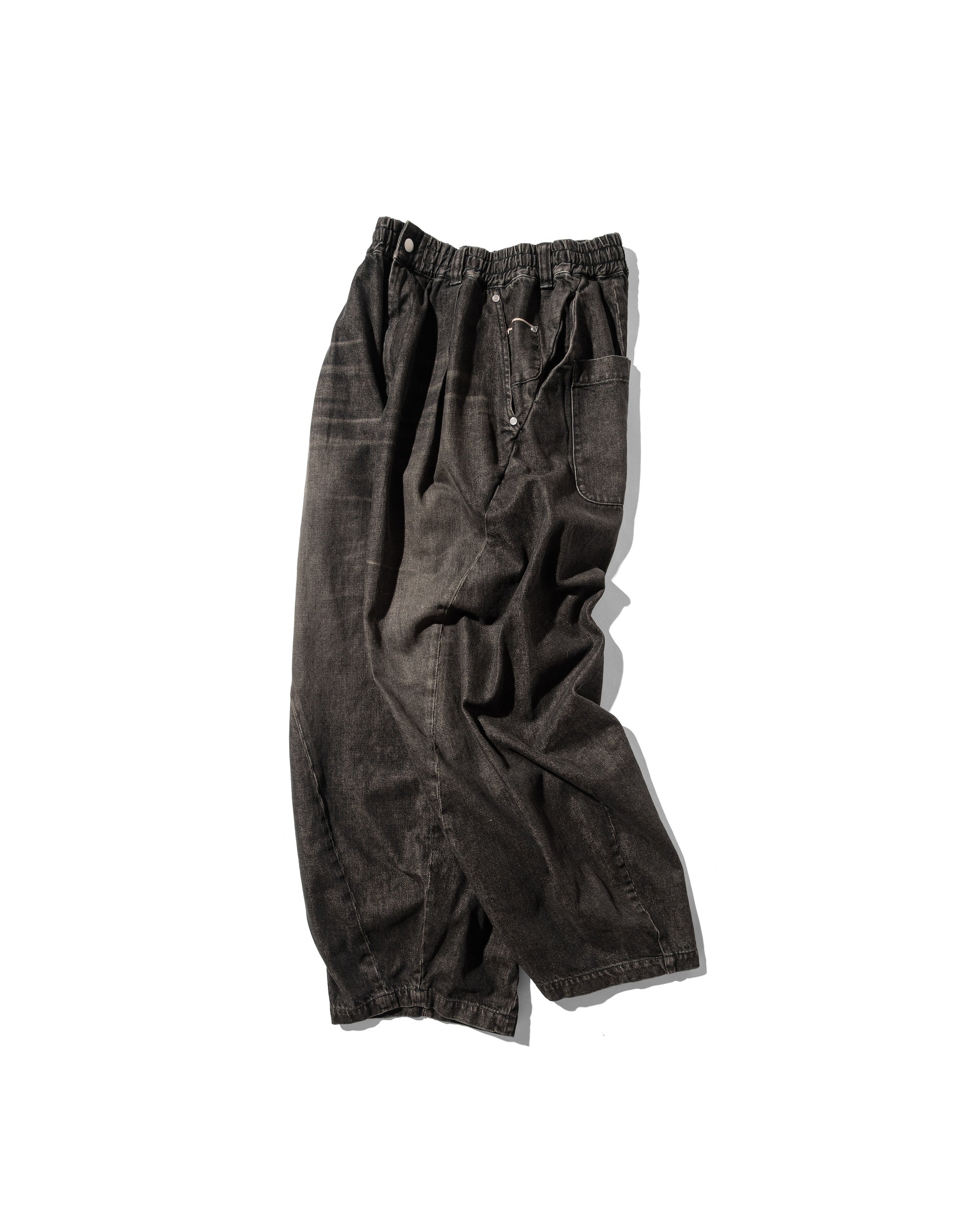 VINTAGE DYED SELVEDGE DENIM MASSIVE TWISTED PANTS (VINTAGE BLACK)