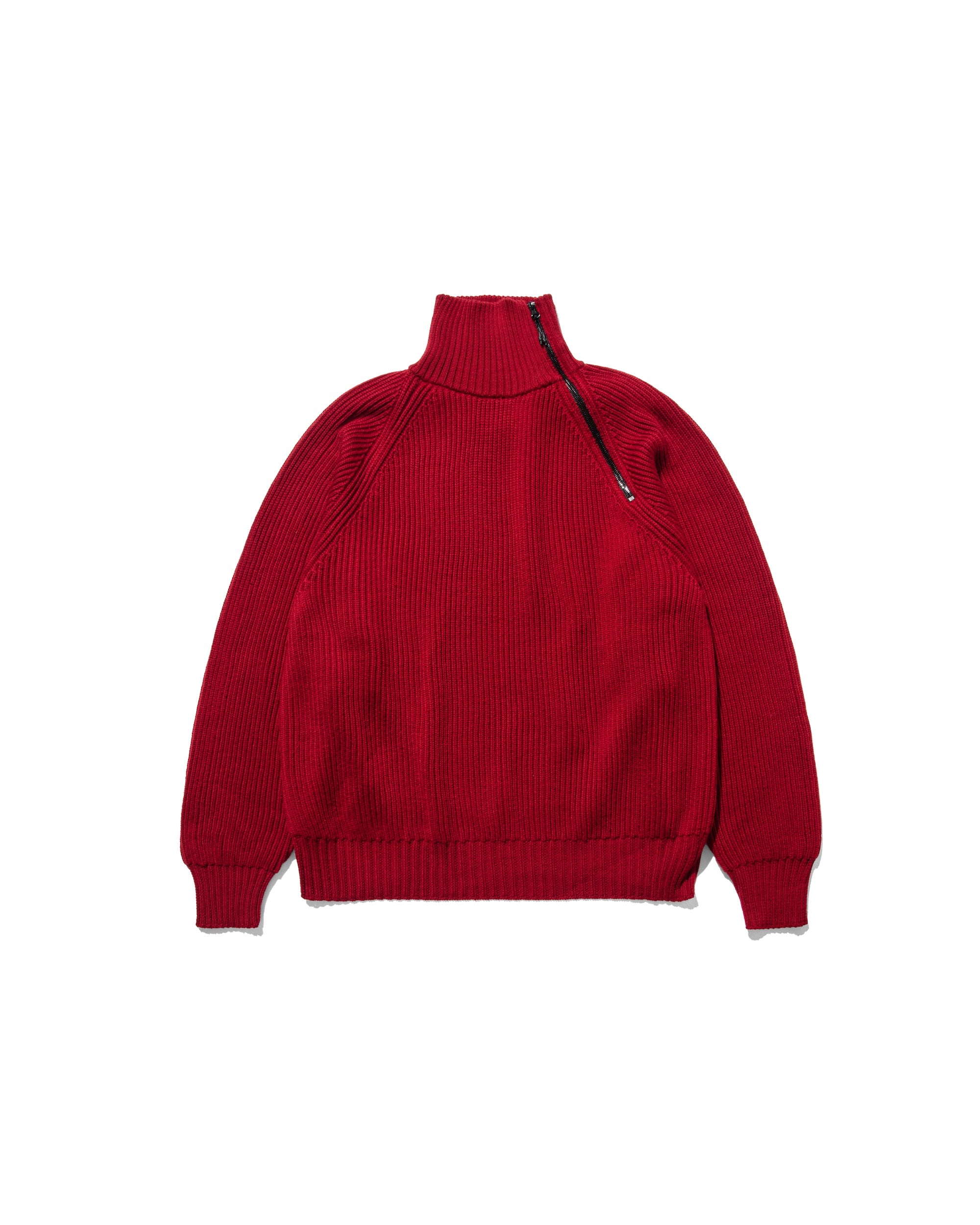 FINE WOOL ZIP KNIT PULLOVER 