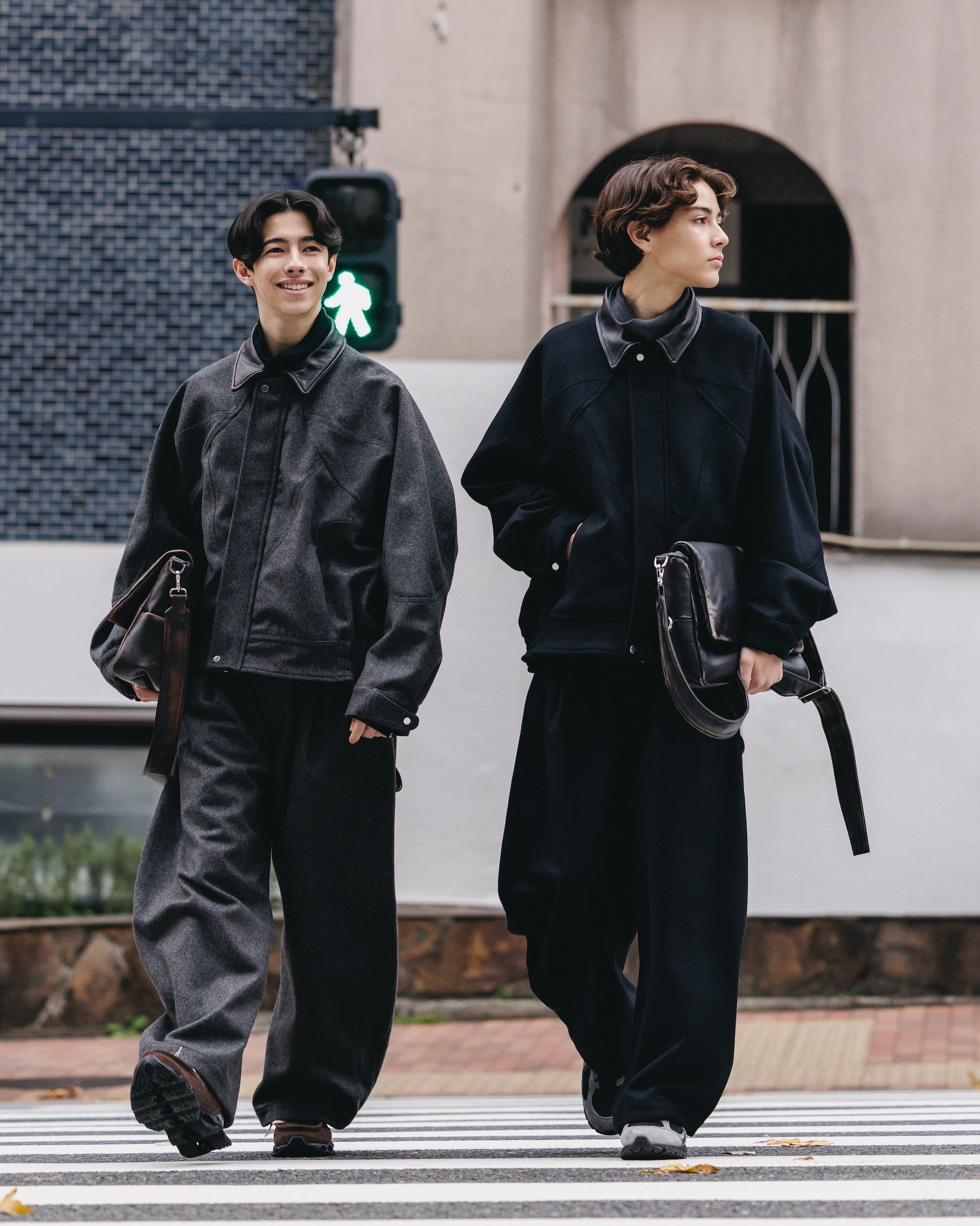 【12.6 SAT 20:00- IN STOCK】LEATHER COLLAR WOOL MELTON FUTURE JACKET (BLACK)