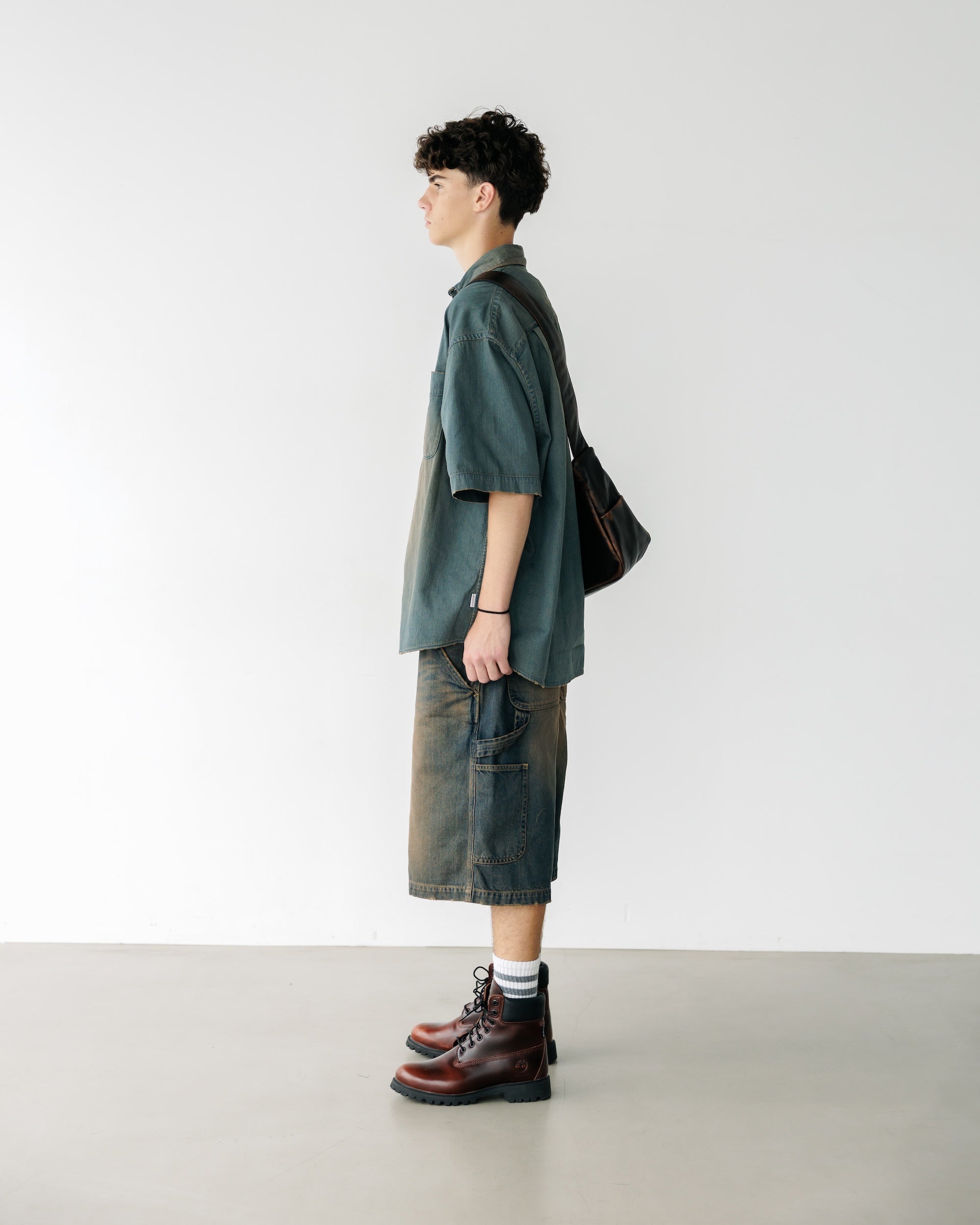 VINTAGE DYED DENIM CLASSIC CITY S/S SHIRT (VINTAGE BROWN)