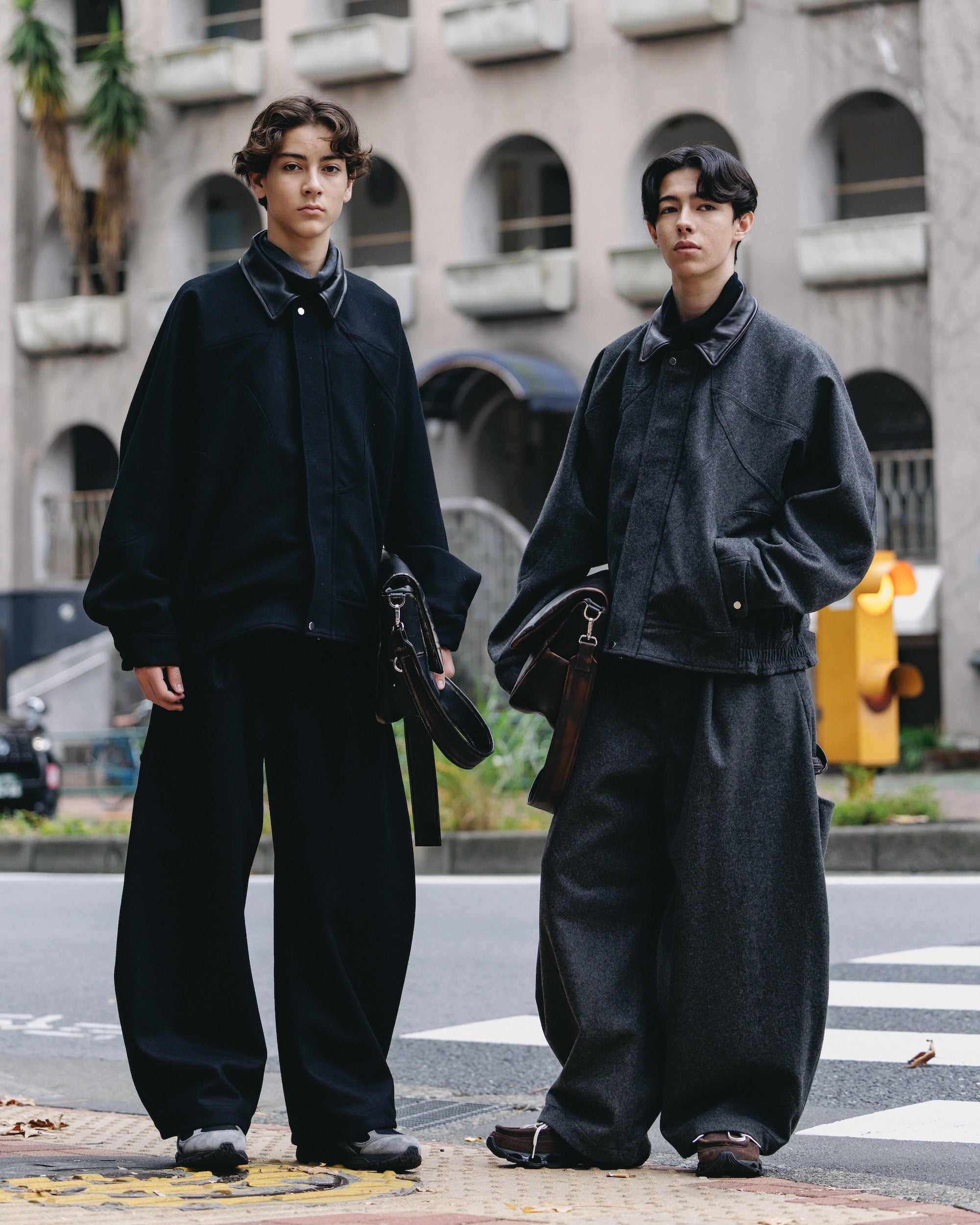 【12.6 SAT 20:00- IN STOCK】LEATHER COLLAR WOOL MELTON FUTURE JACKET (BLACK)