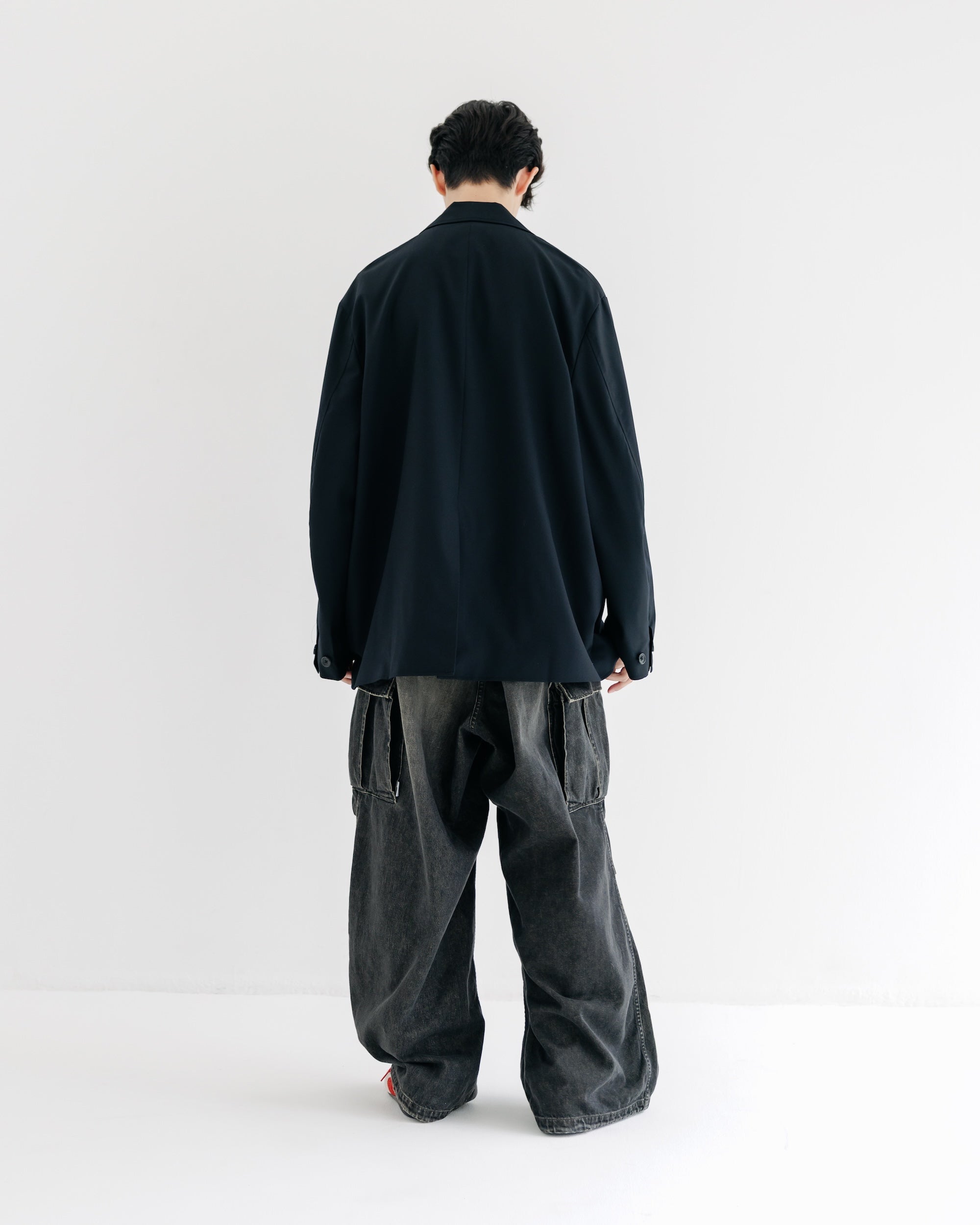 【9.6 SAT 20:00- IN STOCK】WOOL GABARDINE CITY UNIFORM TAILORED JACKET (BLACK)