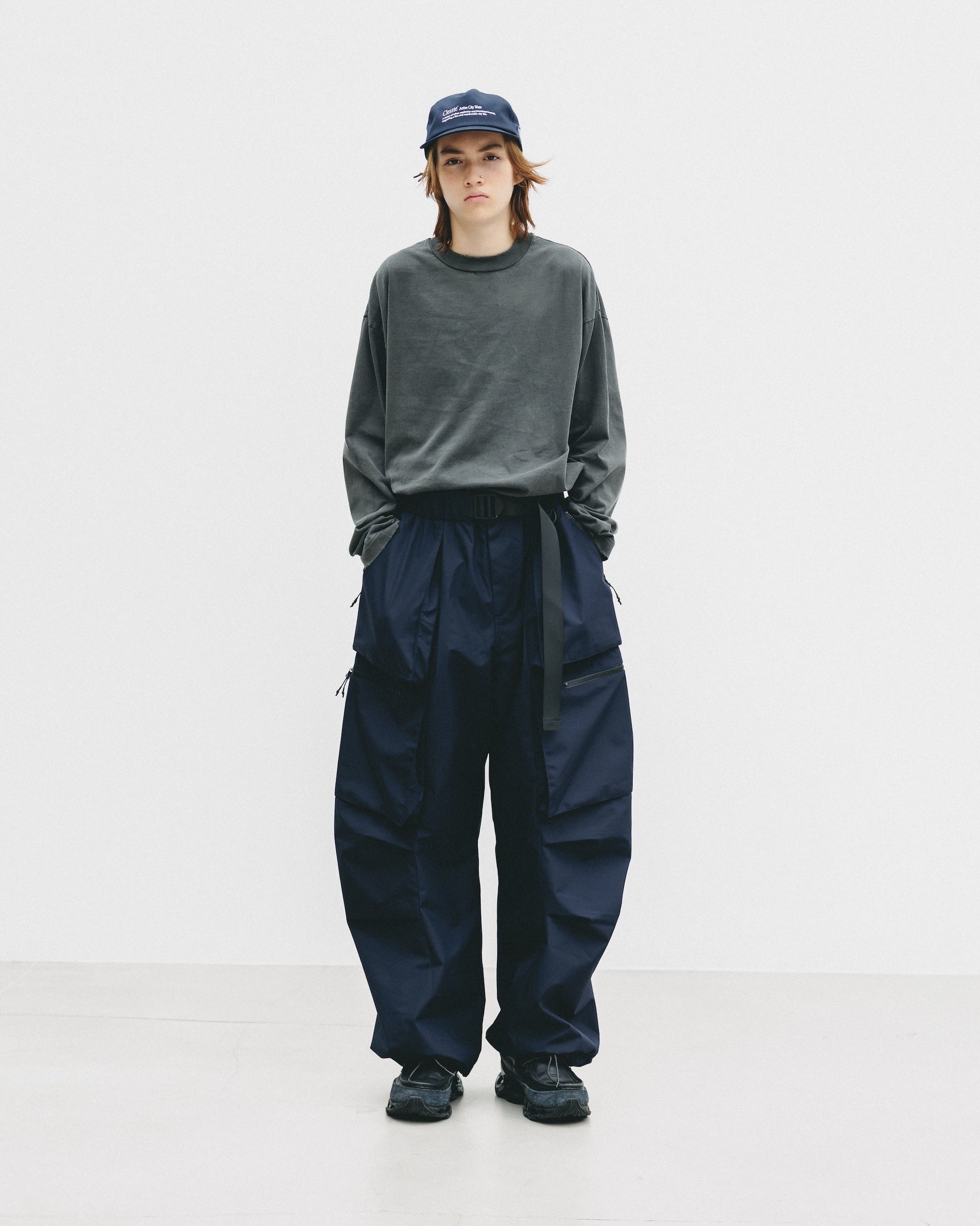 【10.1 WED 20:00- IN STOCK】PIGMENT DYED L/S T-SHIRT WITH DRAWSTRINGS
