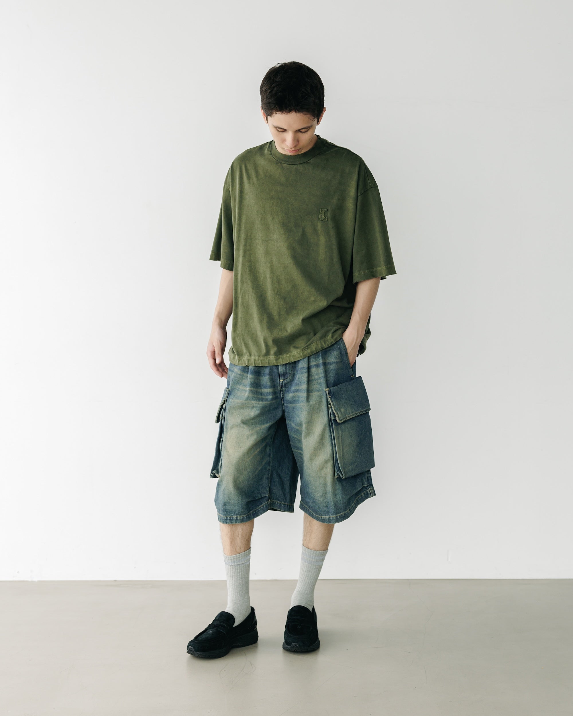 【3.18 WED 20:00- IN STOCK】VINTAGE DYED SELVEDGE DENIM CITY MILITARY HALF PANTS (VINTAGE INDIGO)