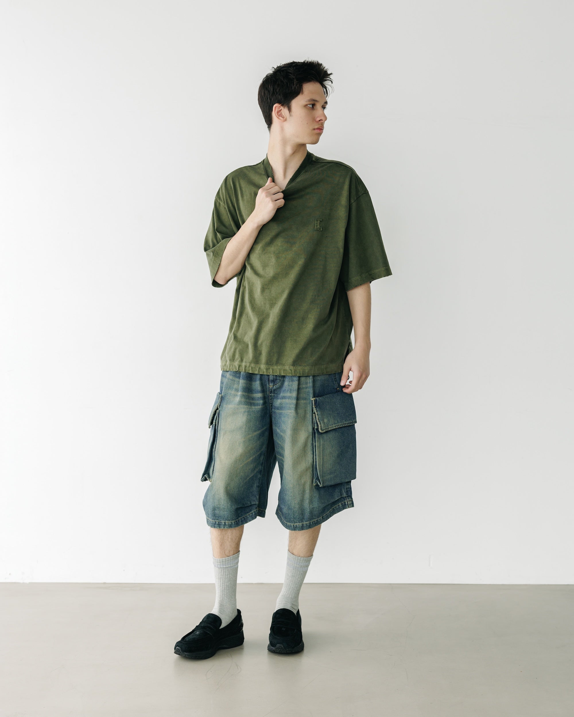 【3.18 WED 20:00- IN STOCK】VINTAGE DYED SELVEDGE DENIM CITY MILITARY HALF PANTS (VINTAGE INDIGO)
