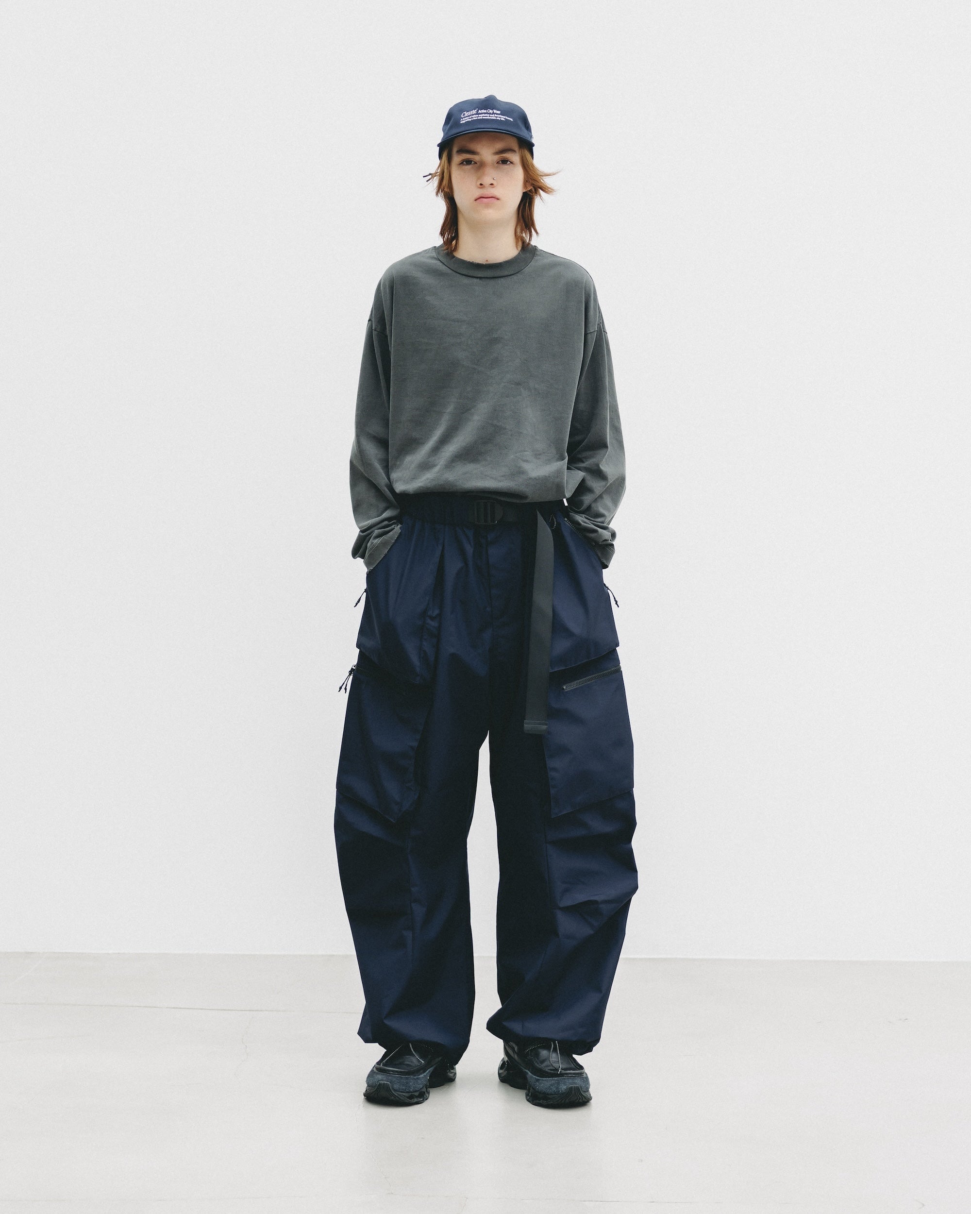 【10.1 WED 20:00- IN STOCK】PIGMENT DYED L/S T-SHIRT WITH DRAWSTRINGS