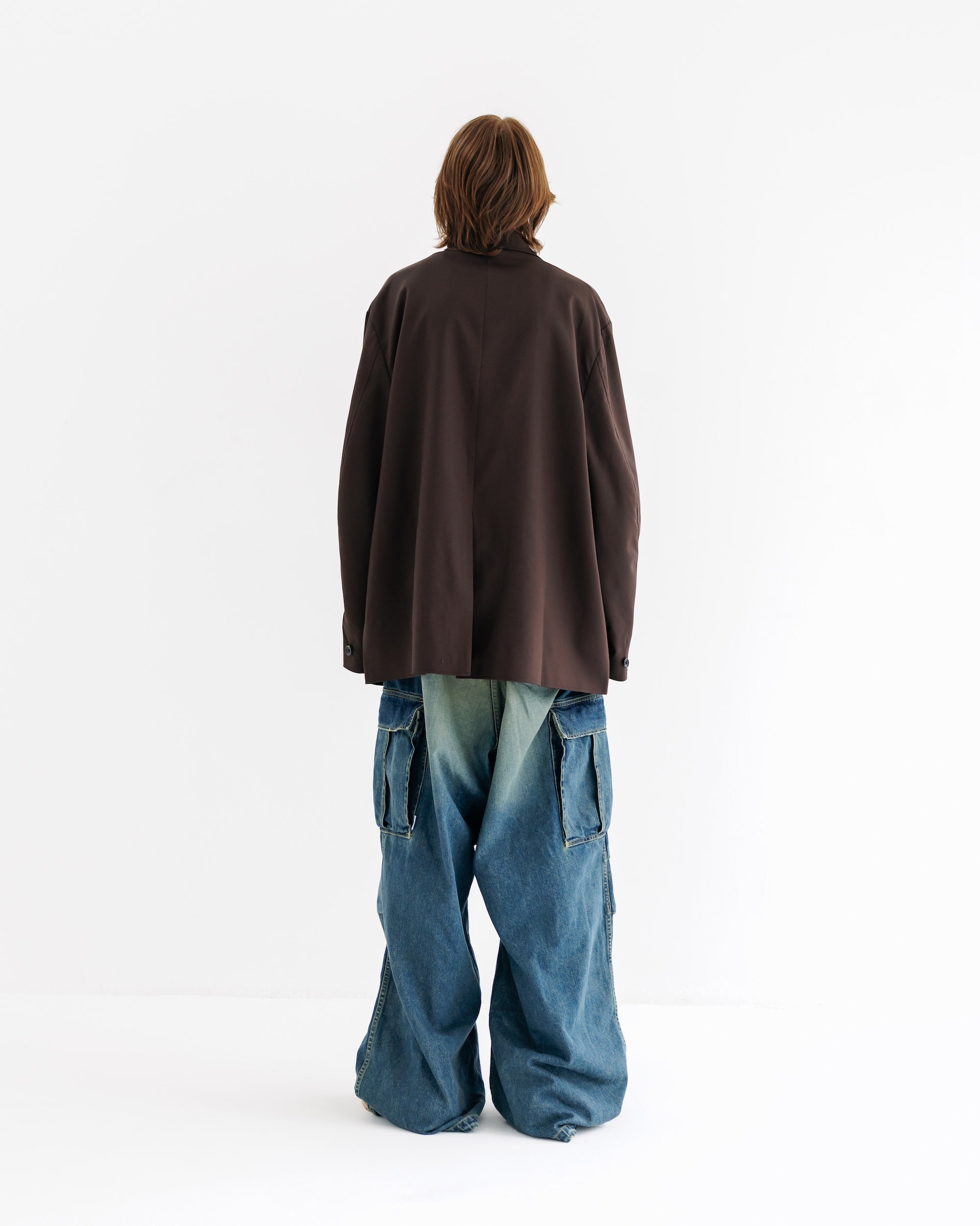 【9.6 SAT 20:00- IN STOCK】WOOL GABARDINE CITY UNIFORM TAILORED JACKET (BROWN)