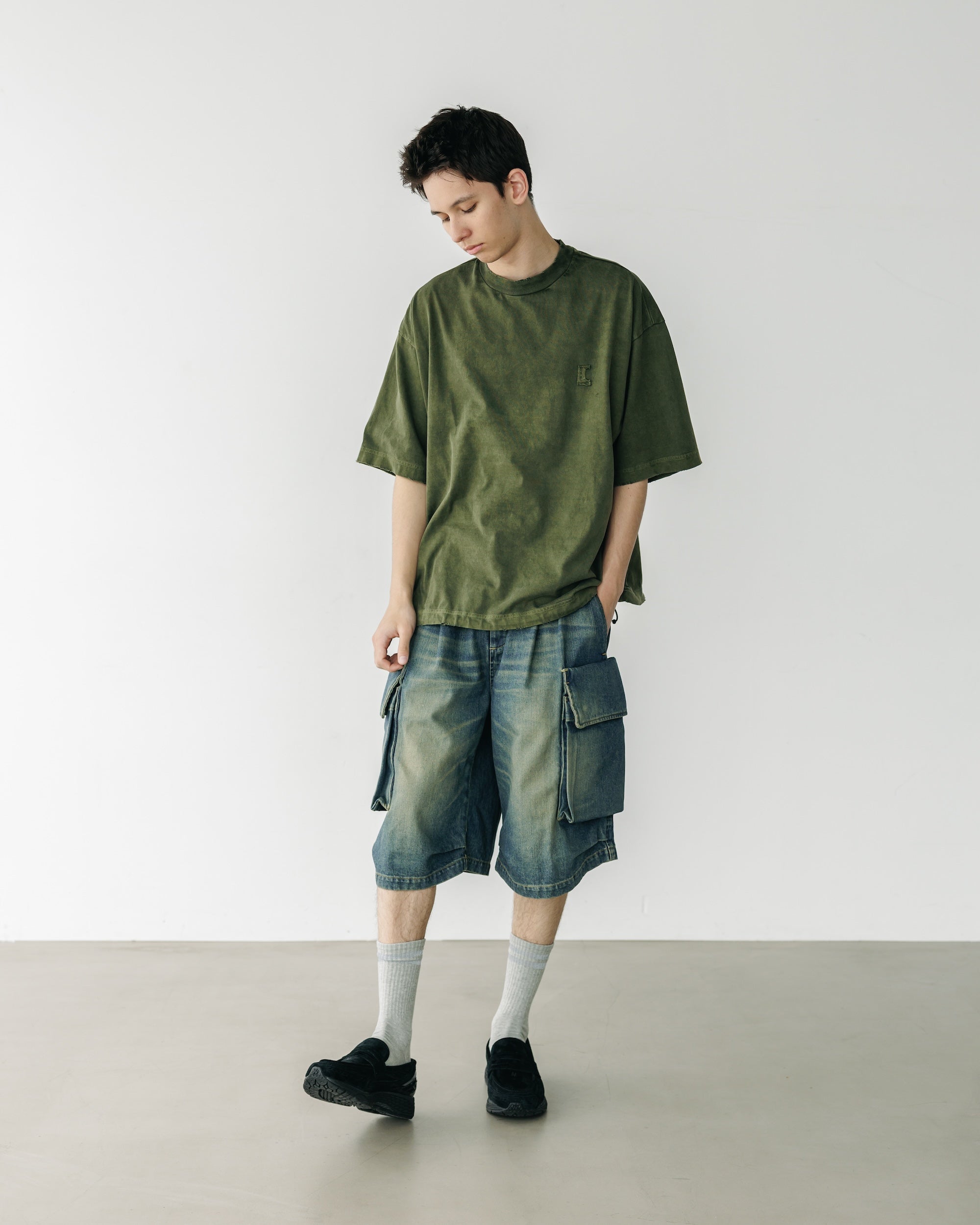 【3.18 WED 20:00- IN STOCK】VINTAGE DYED SELVEDGE DENIM CITY MILITARY HALF PANTS (VINTAGE INDIGO)