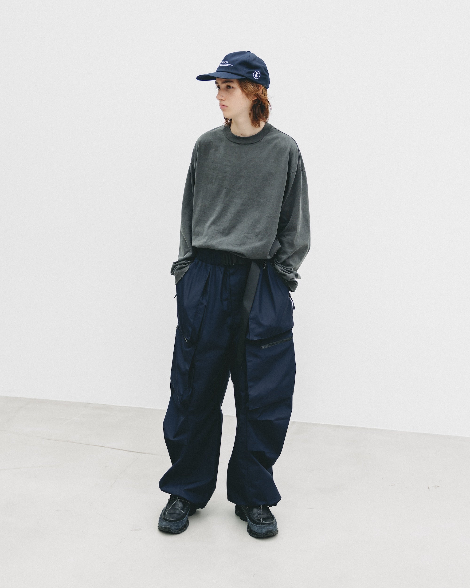 【10.1 WED 20:00- IN STOCK】PIGMENT DYED L/S T-SHIRT WITH DRAWSTRINGS