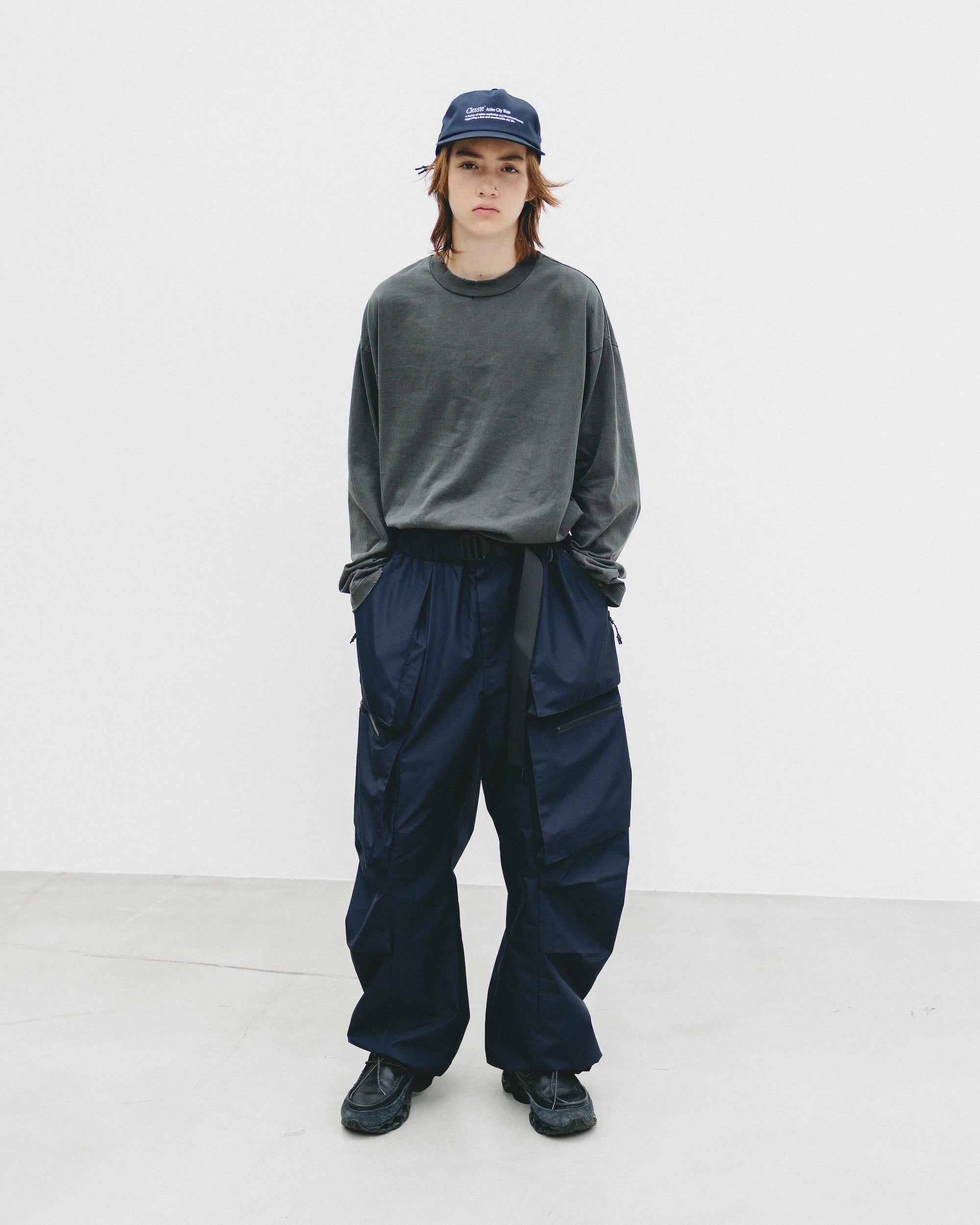 【10.1 WED 20:00- IN STOCK】PIGMENT DYED L/S T-SHIRT WITH DRAWSTRINGS
