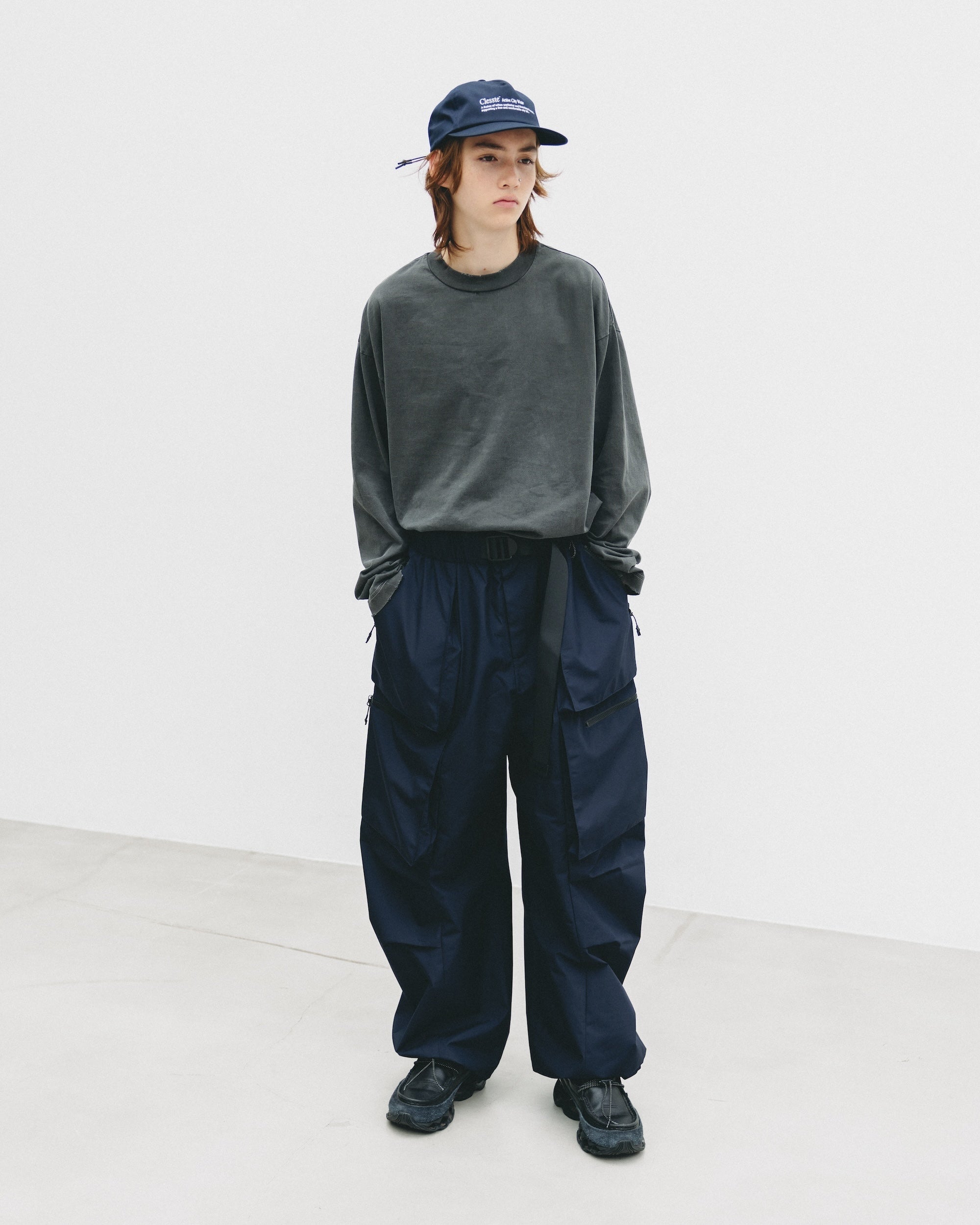 【10.1 WED 20:00- IN STOCK】PIGMENT DYED L/S T-SHIRT WITH DRAWSTRINGS