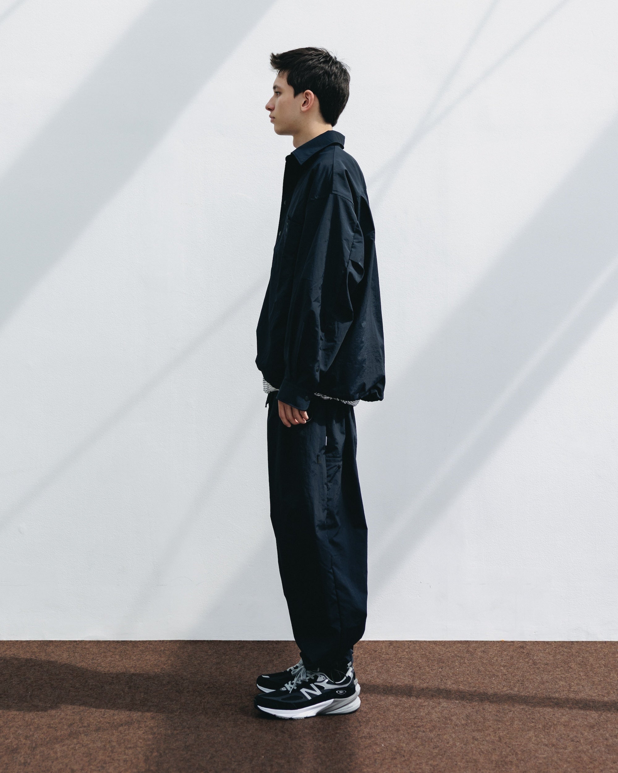 【10.15 WED 20:00- IN STOCK】WATER REPELLENT NYLON CITY UNIFORM L/S PULLOVER SHIRT FOR YGM (BLACK×BLACK)