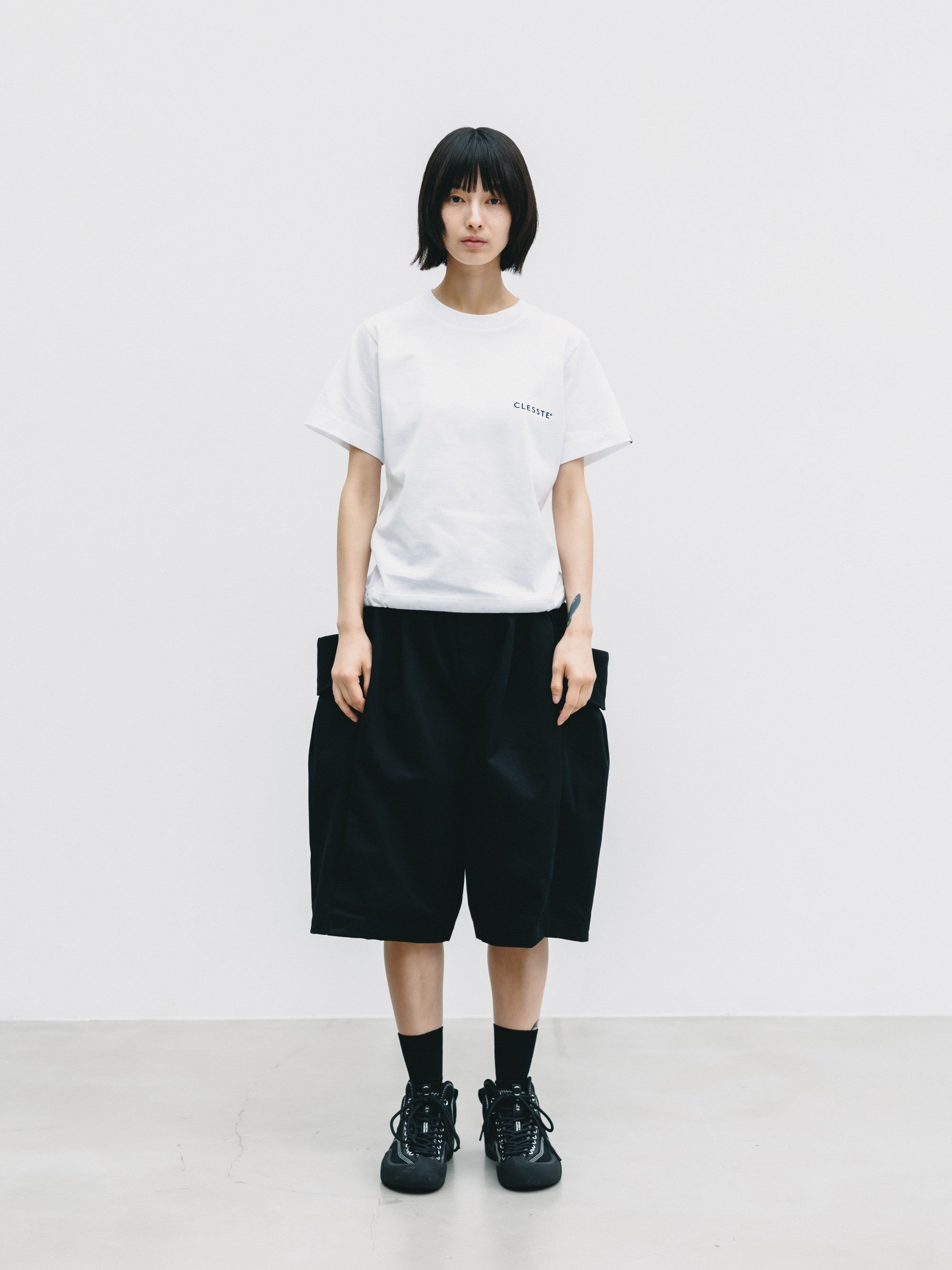 【6.24 WED 20:00- IN STOCK】FLAP WIDE BALLOON HALF PANTS (BLACK)