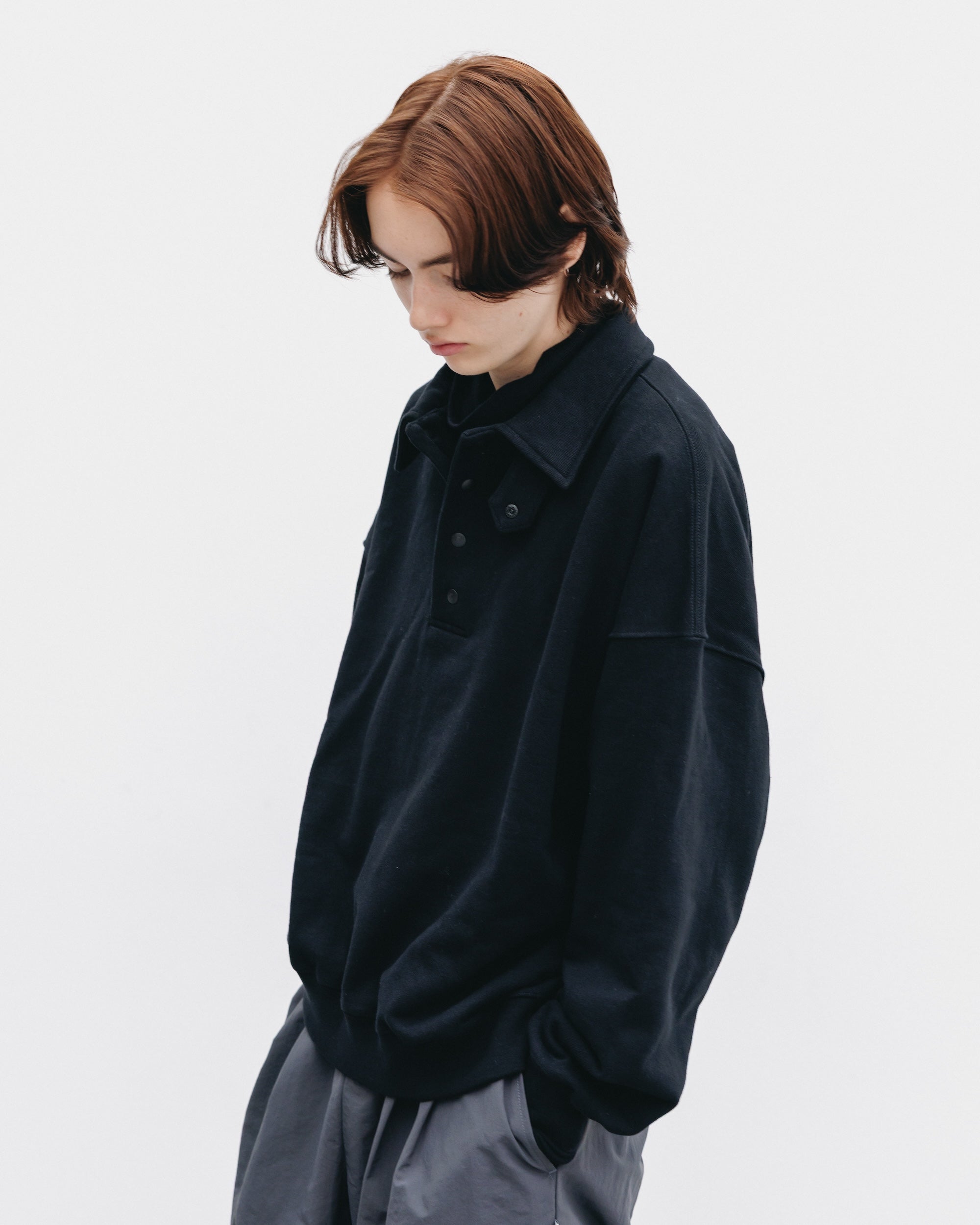 HALF SNAP SWEATSHIRT (BLACK)