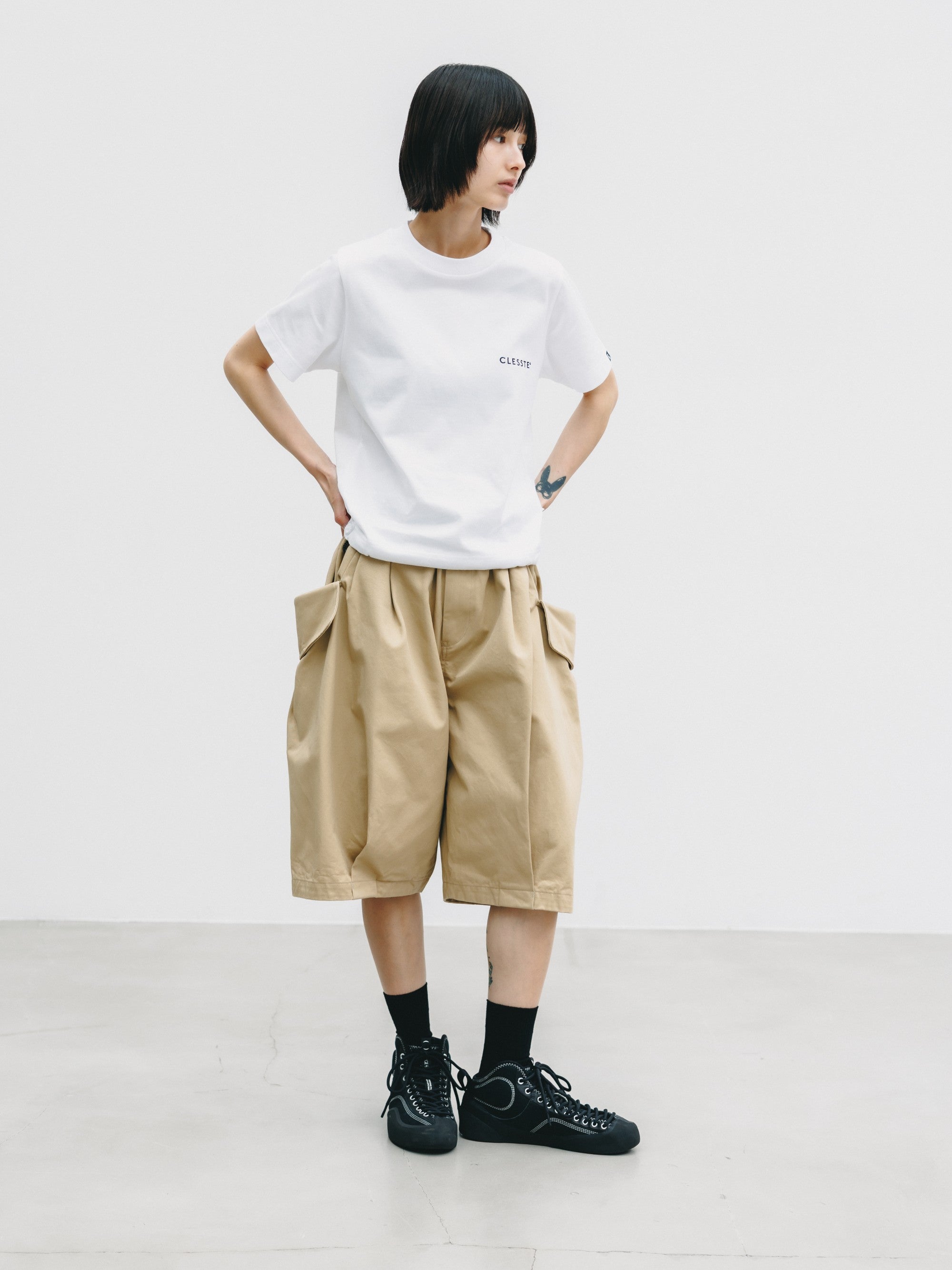 【6.24 WED 20:00- IN STOCK】FLAP WIDE BALLOON HALF PANTS (BEIGE)