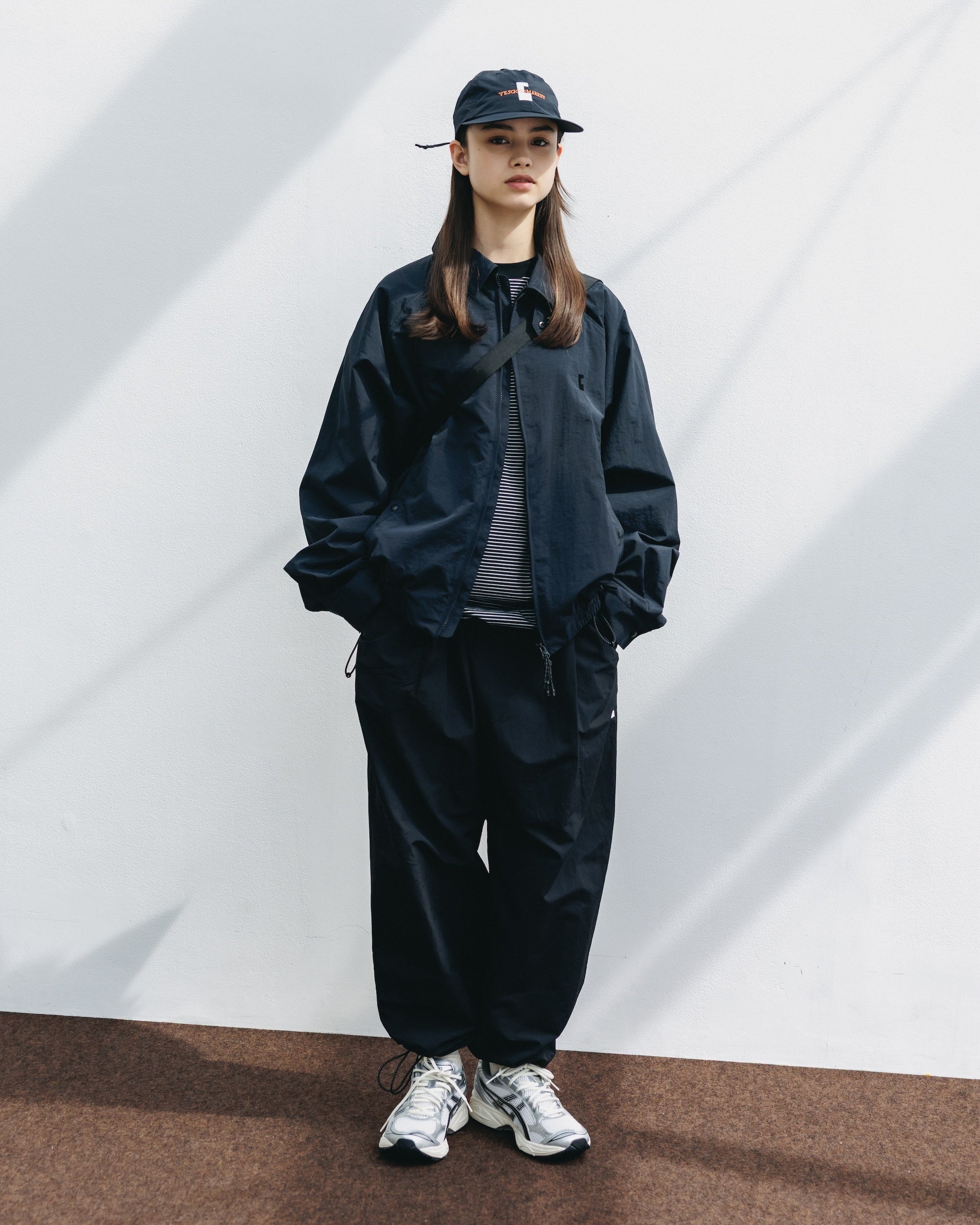 【10.15 WED 20:00- IN STOCK】WATER REPELLENT NYLON CITY UNIFORM WIDE TAPERED PANTS FOR YGM (BLACK×WHITE)