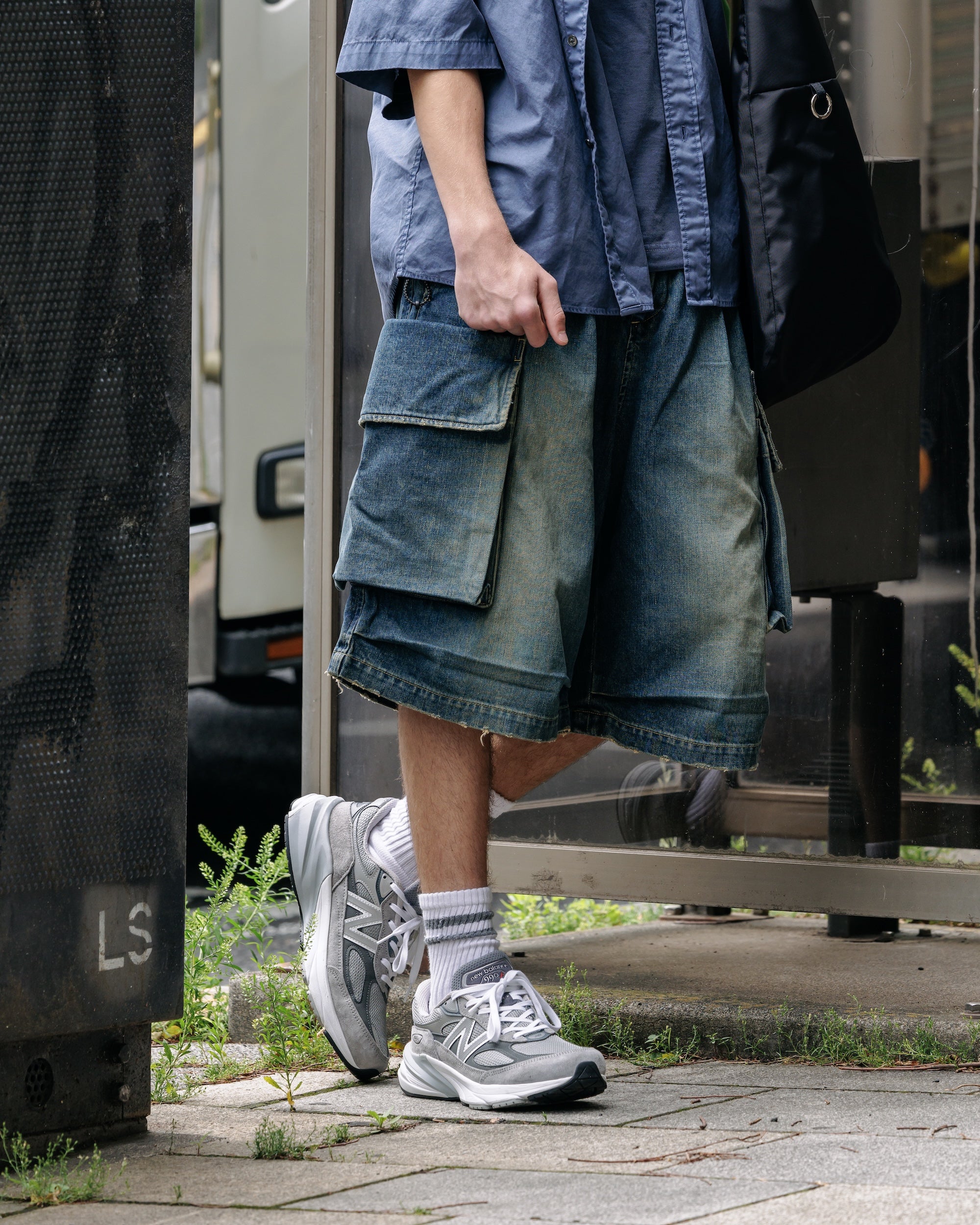 【5.31 SAT 20:00- IN STOCK】VINTAGE DYED SELVEDGE DENIM CITY MILITARY HALF PANTS (VINTAGE INDIGO)