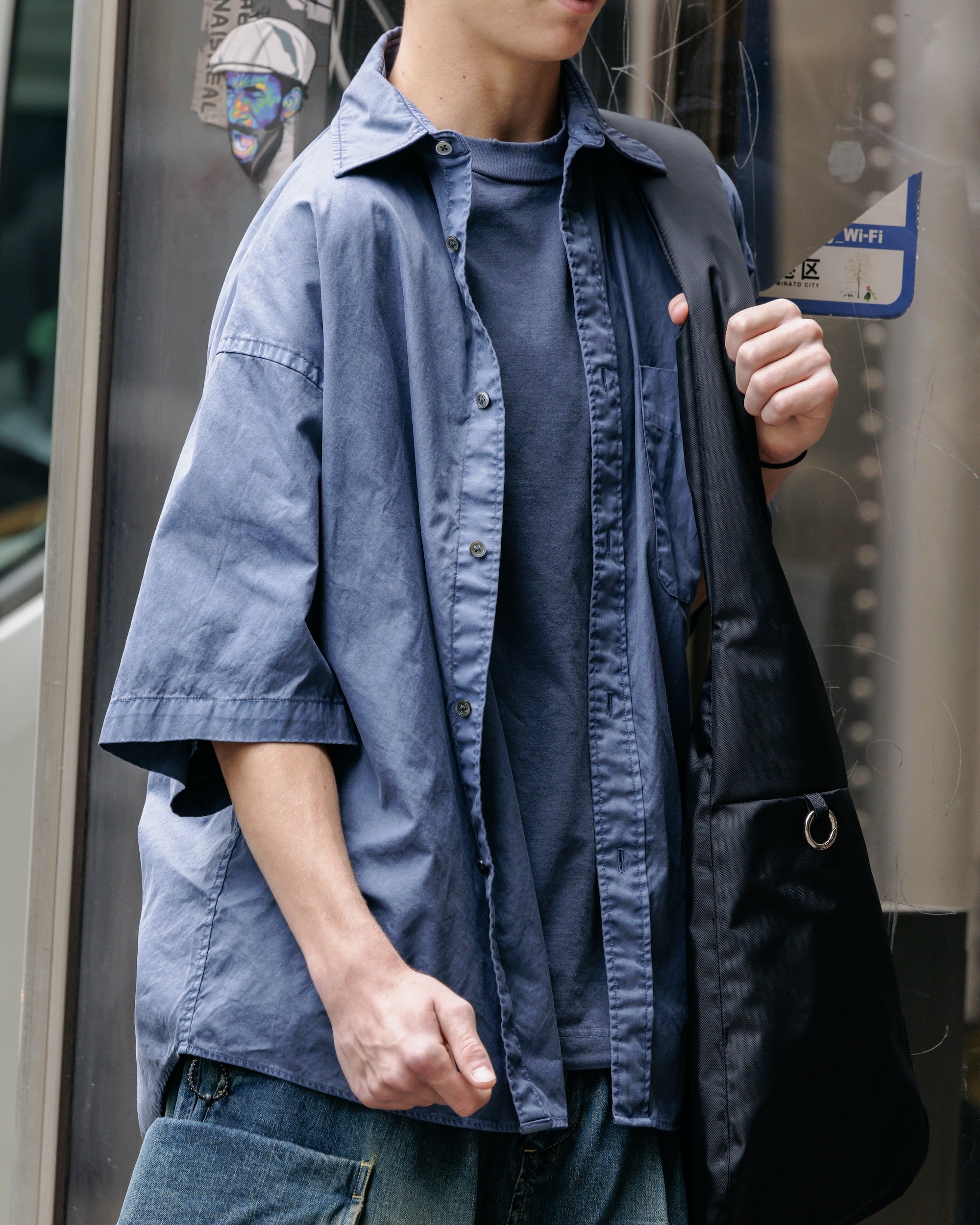 PIGMENT DYED OXFORD CITY S/S SHIRT (FADE BLUE)