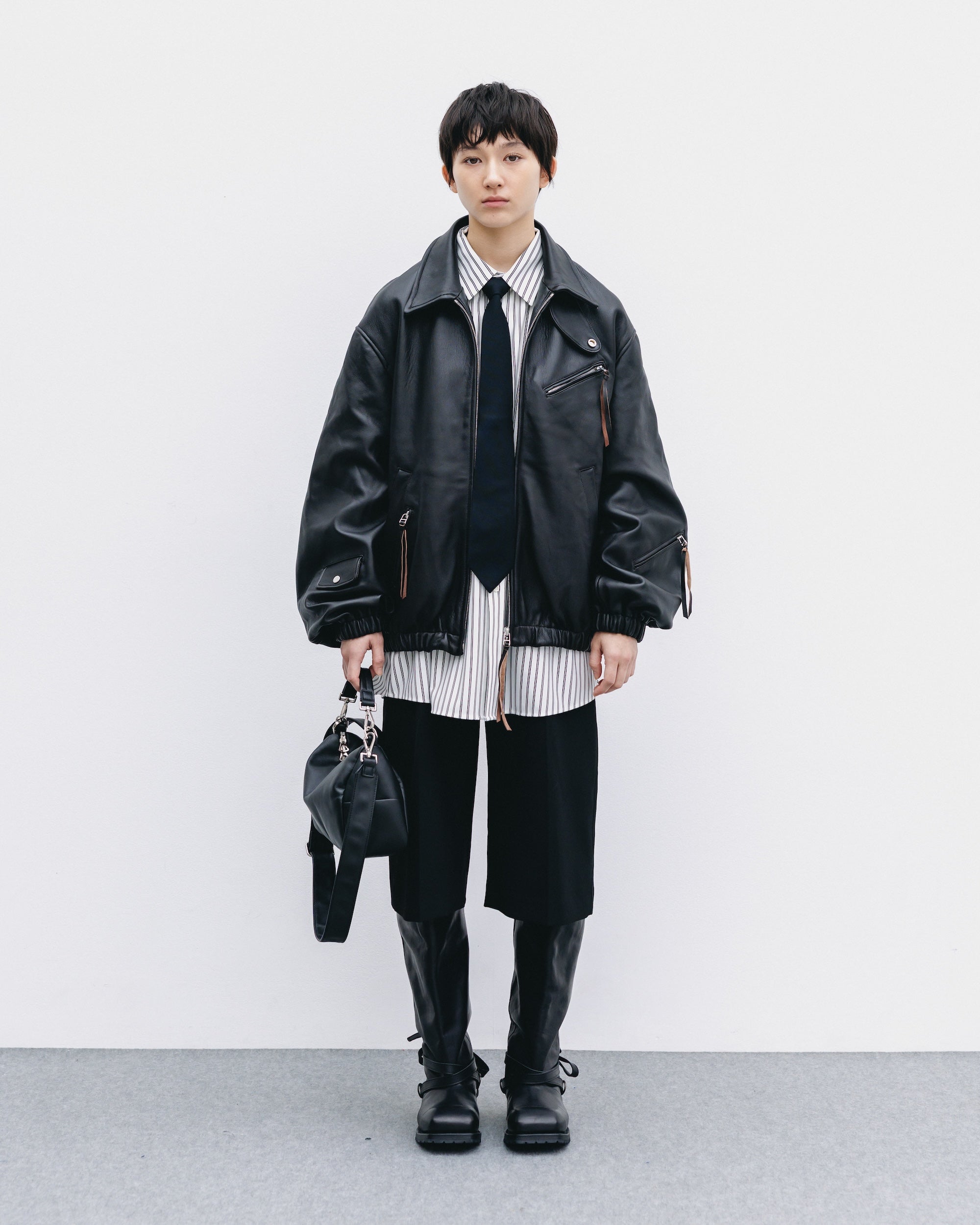 【11.1 SAT 20:00- IN STOCK】SHEEP LEATHER UTILITY JACKET (BLACK)