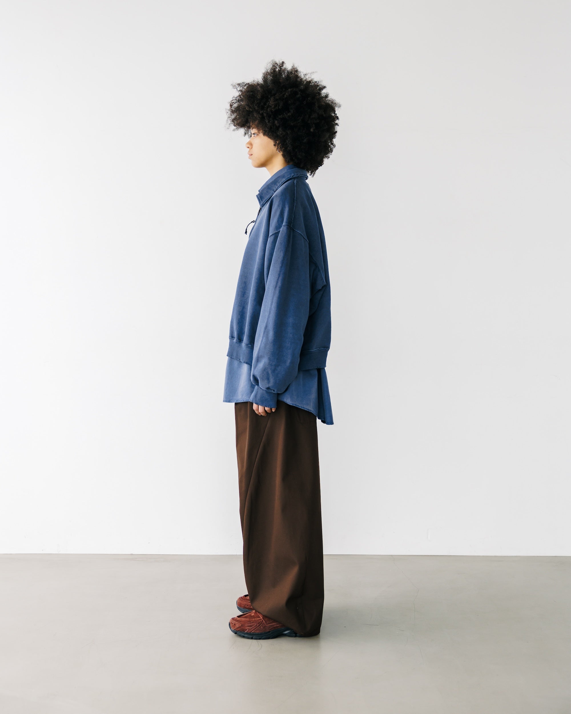 PIGMENT DYED ZIP POLO (FADE BLUE)