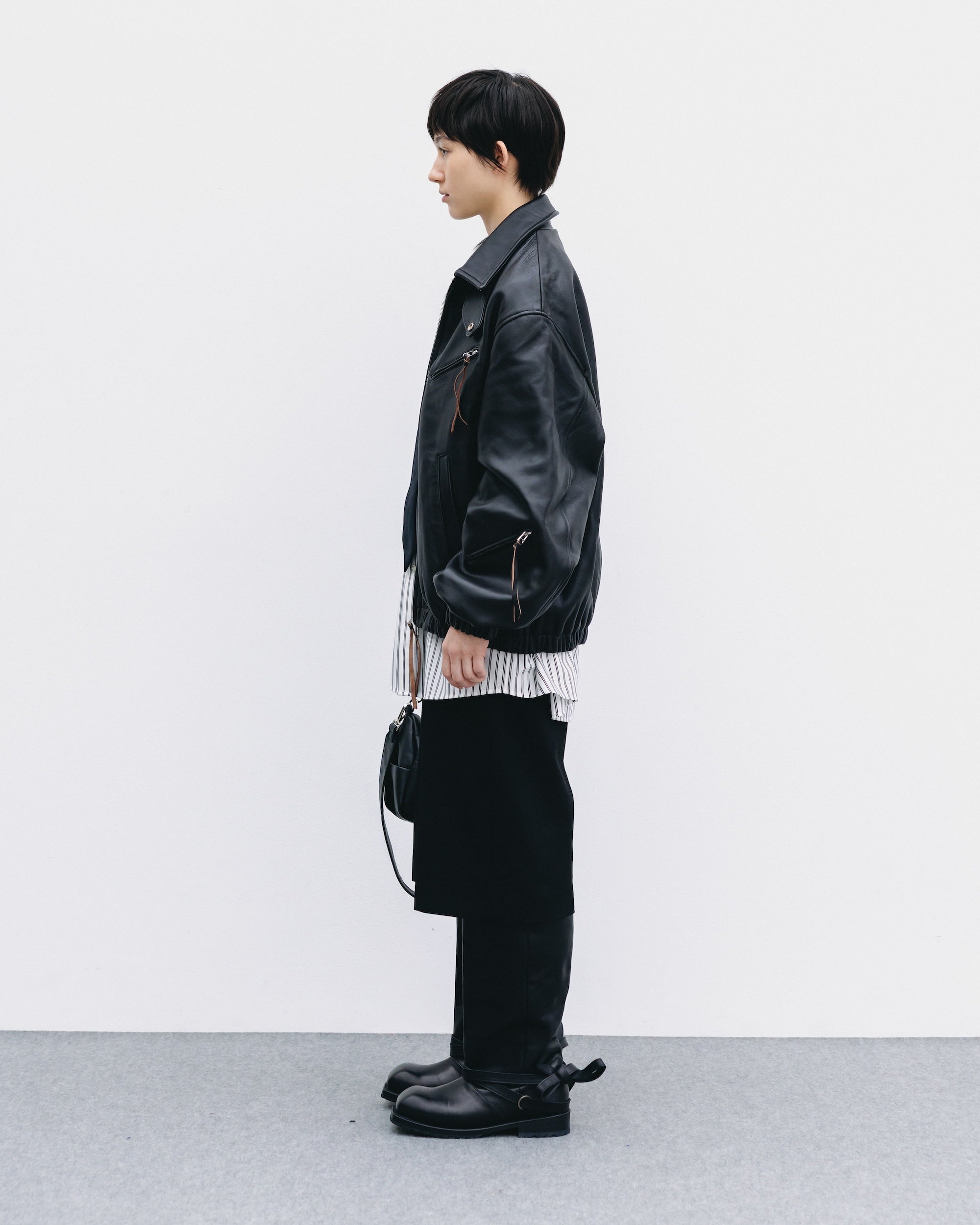 【11.1 SAT 20:00- IN STOCK】SHEEP LEATHER UTILITY JACKET (BLACK)