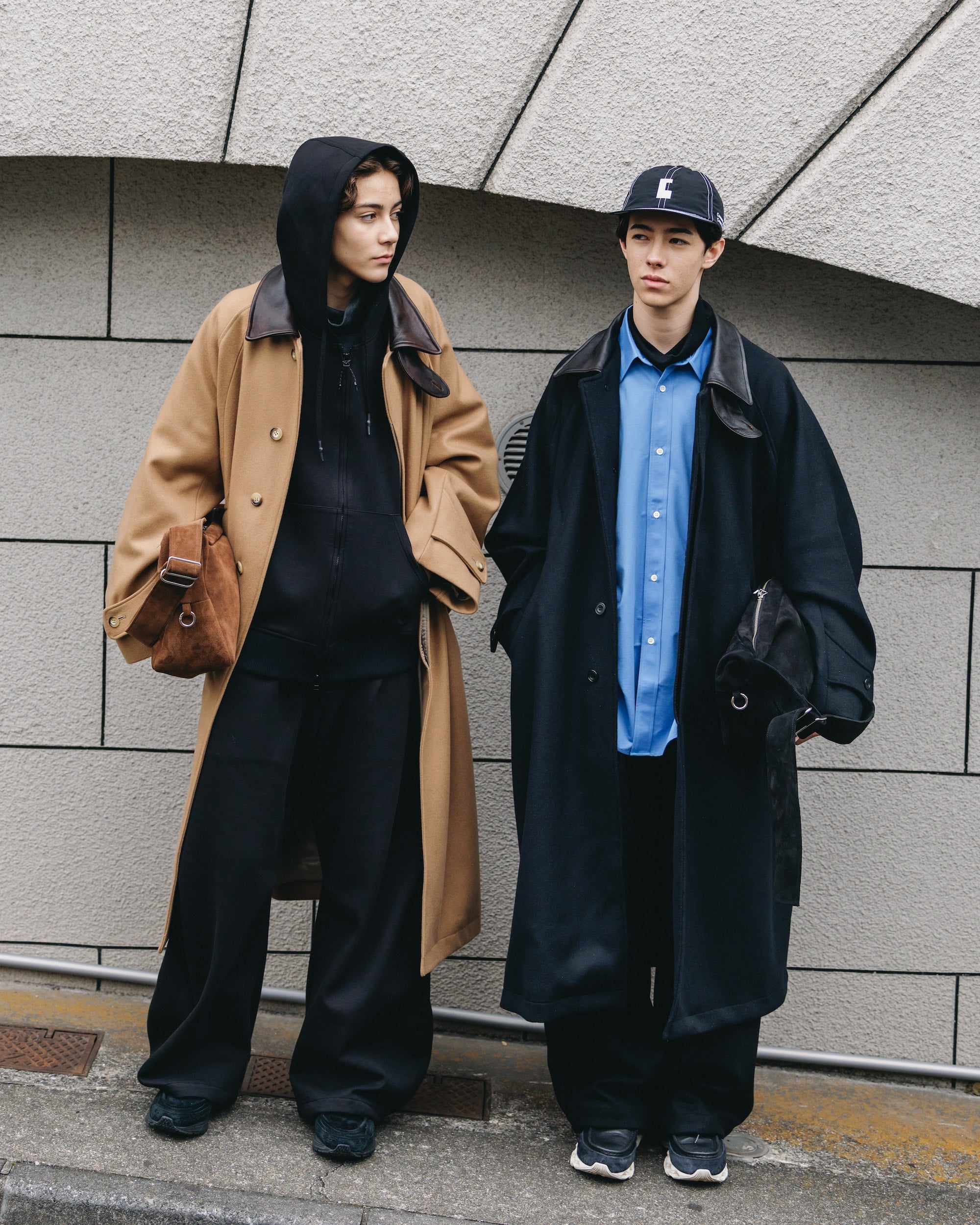 【12.10 WED 20:00- IN STOCK】LEATHER COLLAR WOOL MELTON BALMACAAN COAT (CAMEL)