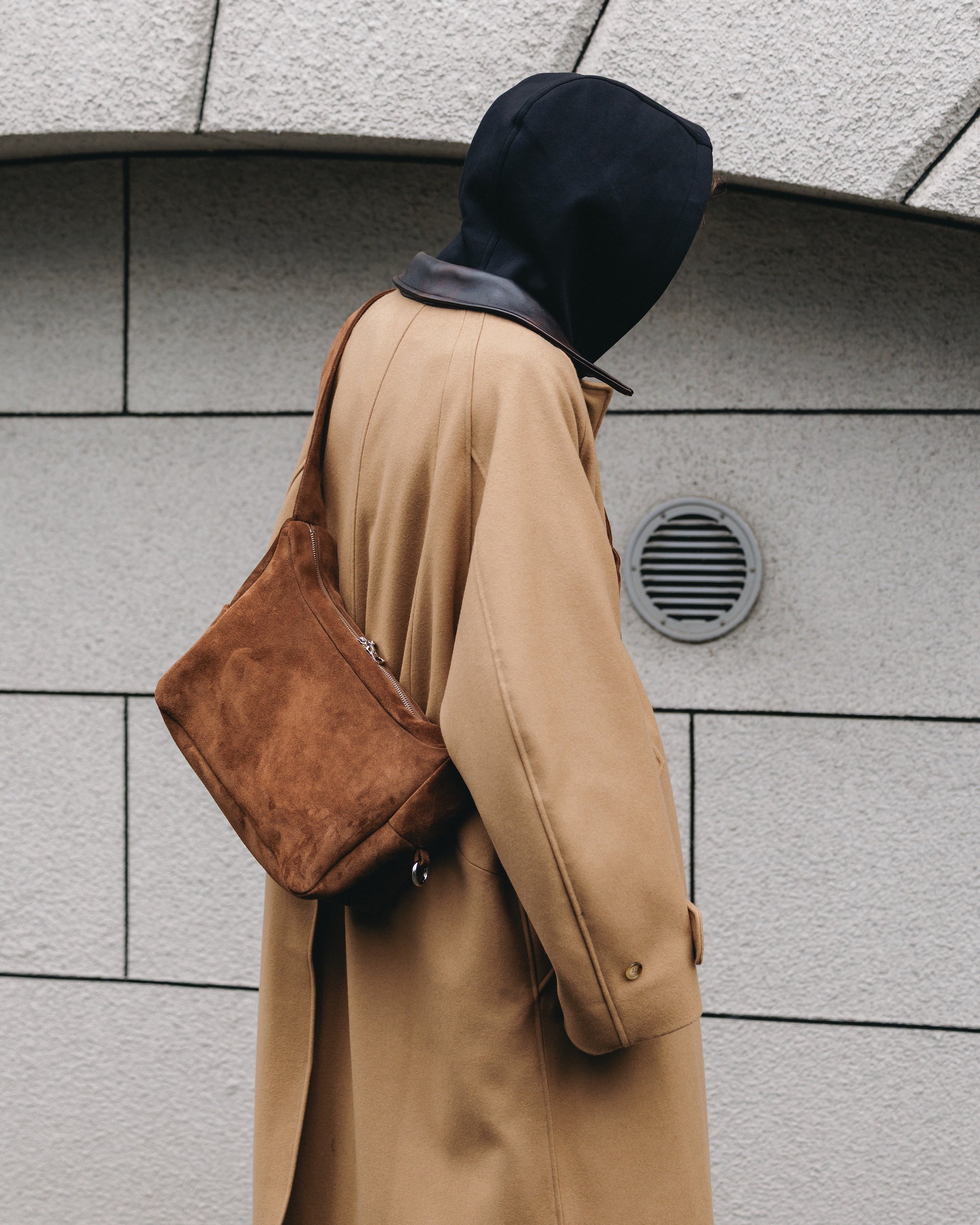 【12.10 WED 20:00- IN STOCK】LEATHER COLLAR WOOL MELTON BALMACAAN COAT (CAMEL)