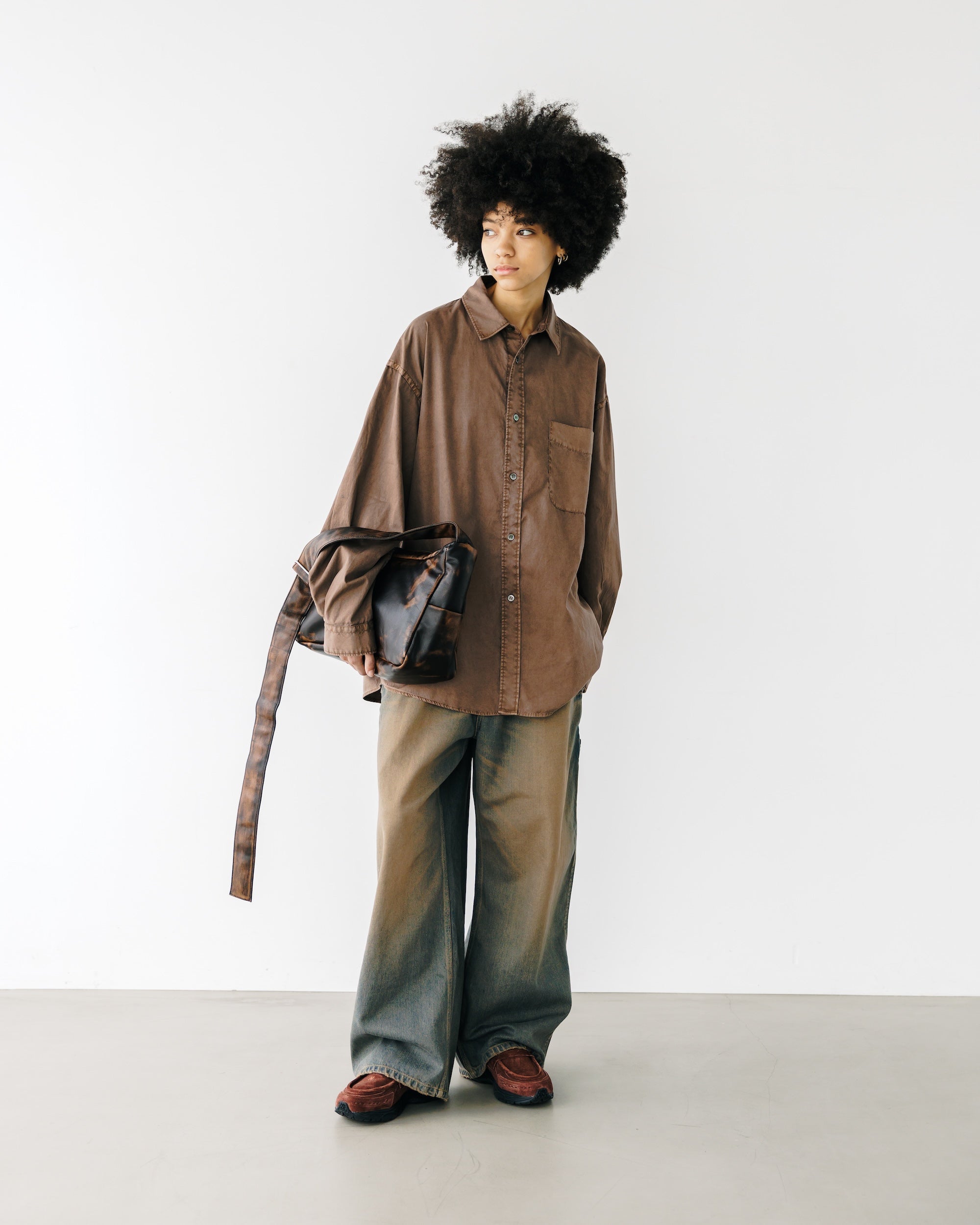 PIGMENT DYED OXFORD CITY SHIRT (FADE BROWN)