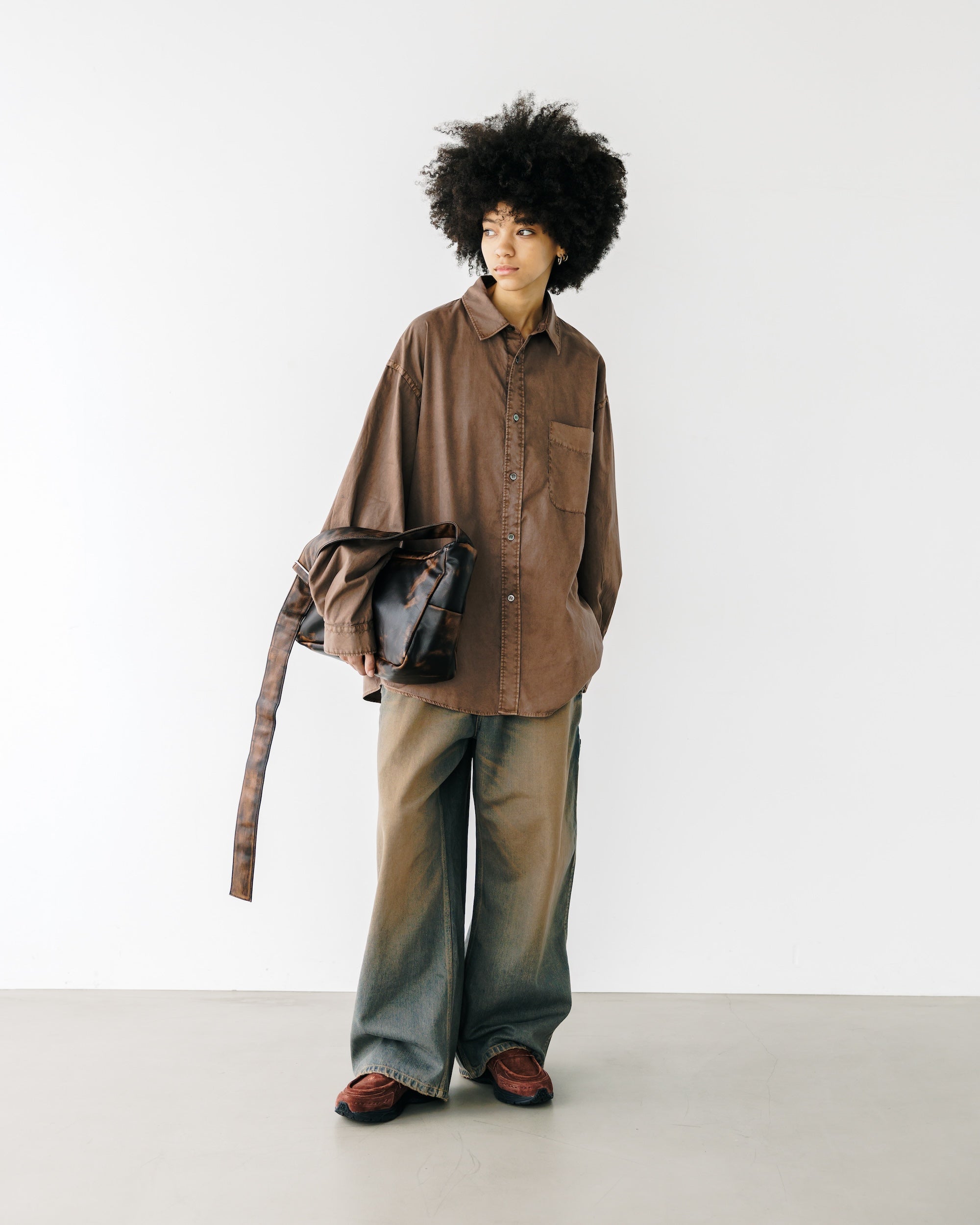 【11.5 WED 20:00- IN STOCK】VINTAGE DYED SELVEDGE DENIM WORKER PANTS (VINTAGE BROWN)