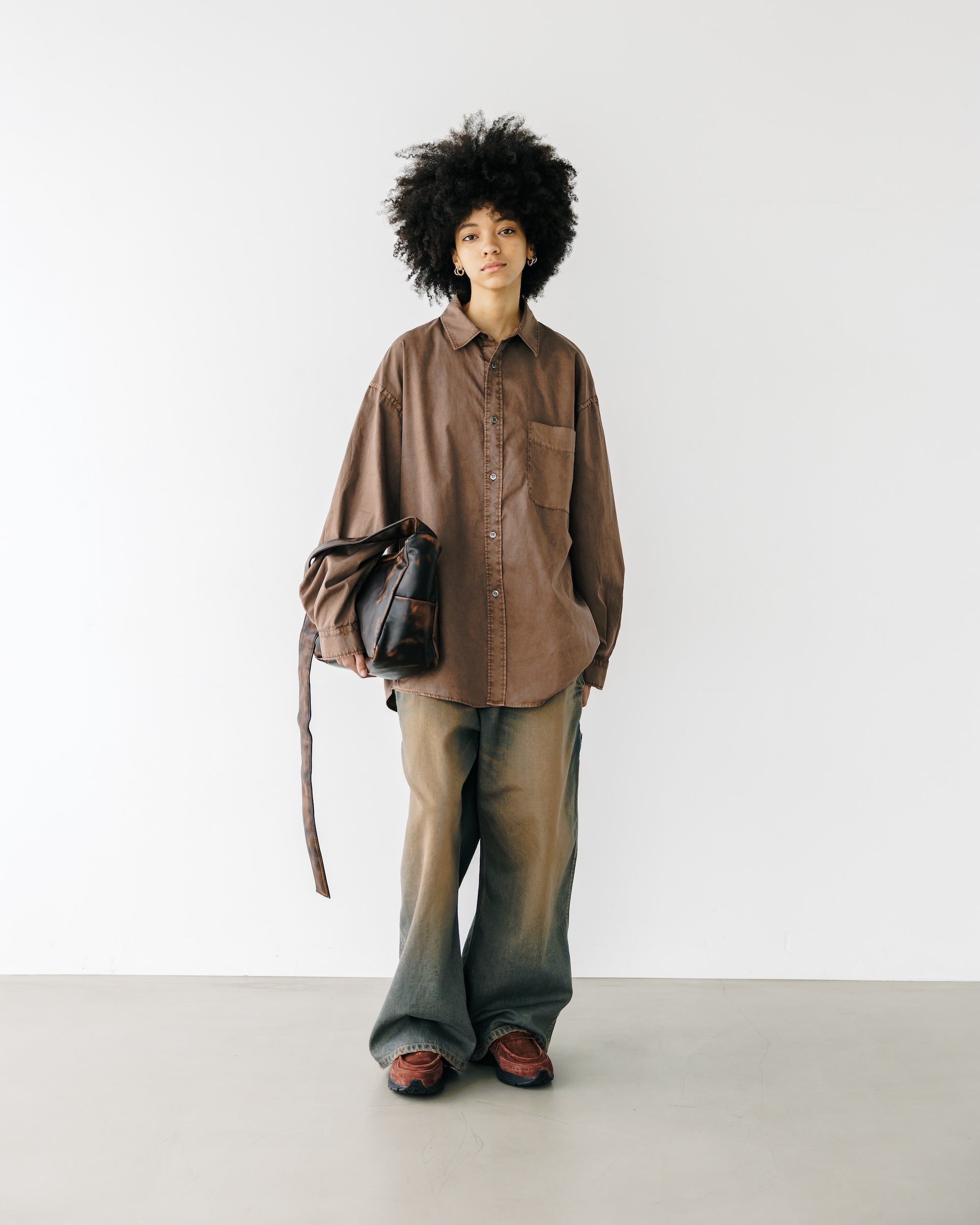 【11.5 WED 20:00- IN STOCK】VINTAGE DYED SELVEDGE DENIM WORKER PANTS (VINTAGE BROWN)