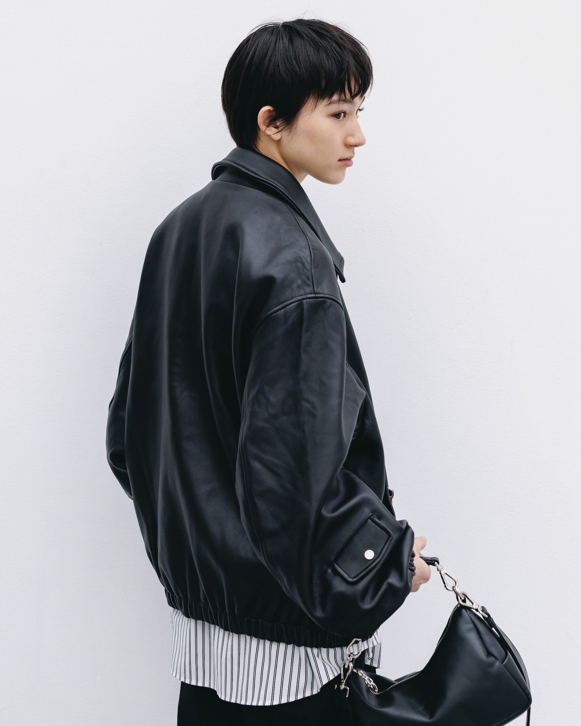 【11.1 SAT 20:00- IN STOCK】SHEEP LEATHER UTILITY JACKET (BLACK)
