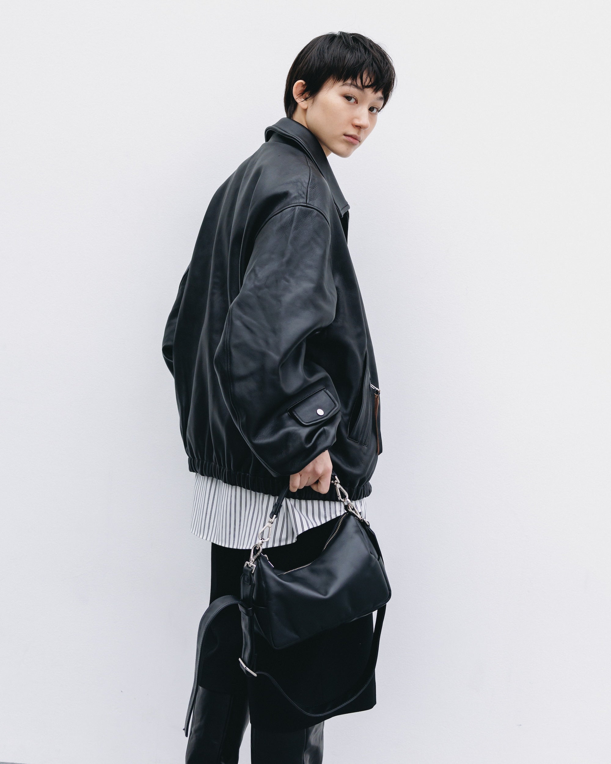 【11.1 SAT 20:00- IN STOCK】SHEEP LEATHER UTILITY JACKET (BLACK)