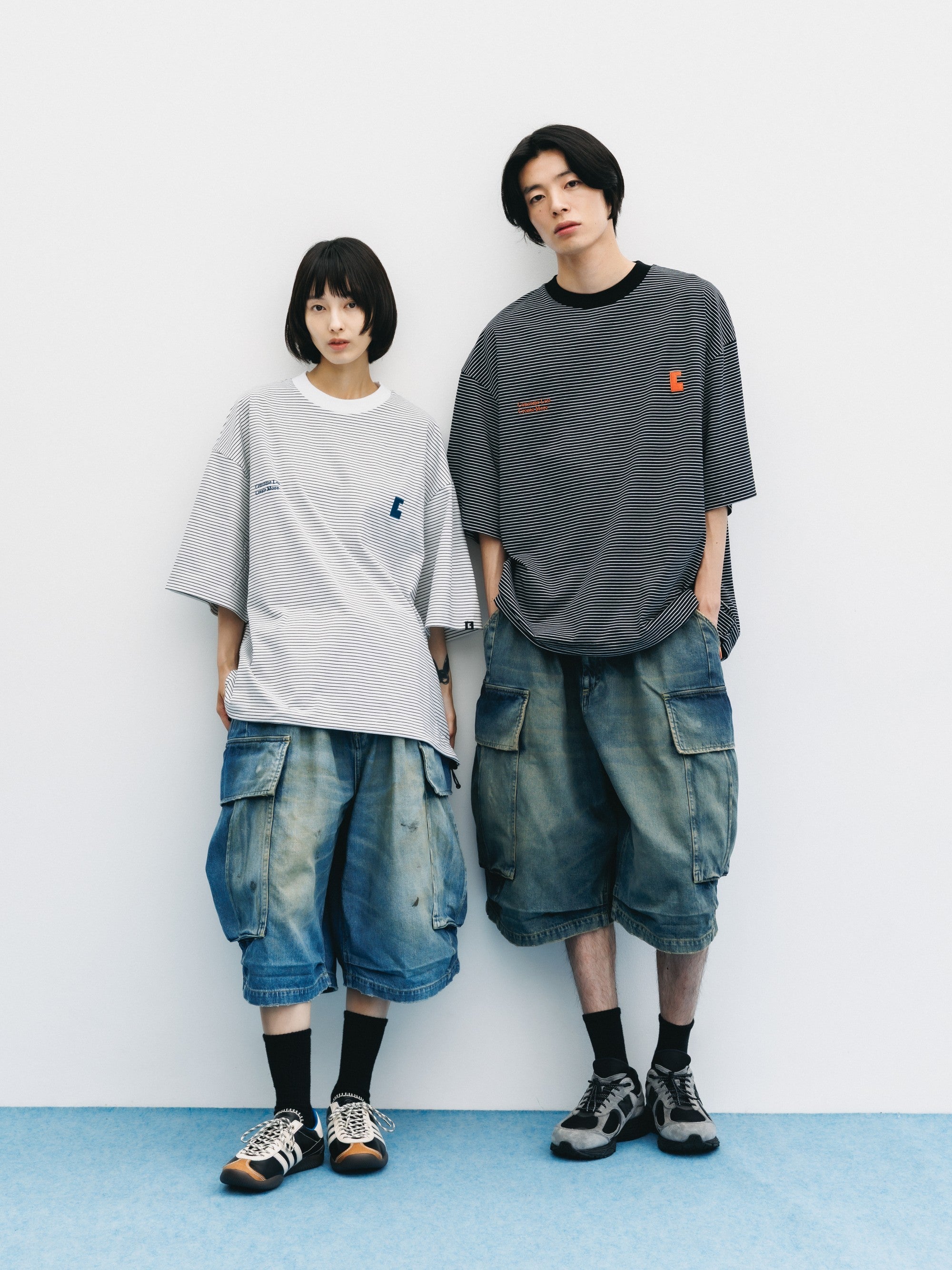【6.13 SAT 20:00- IN STOCK】"C×CONCEPT" STRIPED S/S T-SHIRT WITH DRAWSTRINGS (BLACK×WHITE)