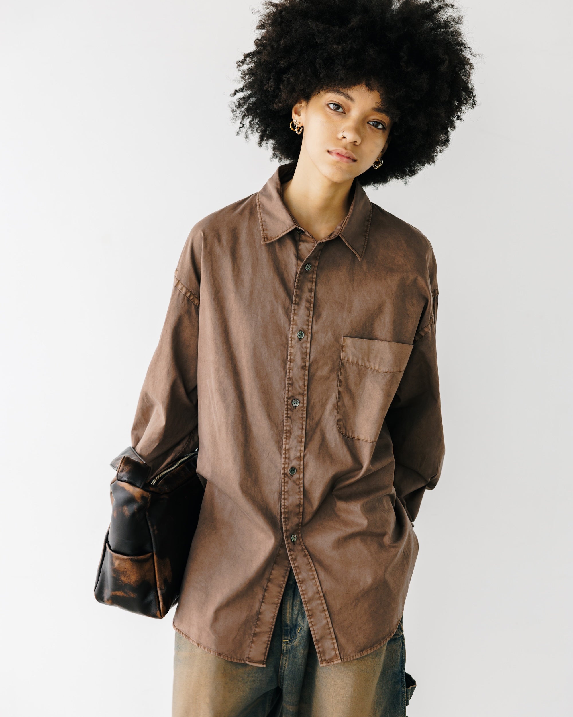 PIGMENT DYED OXFORD CITY SHIRT (FADE BROWN)