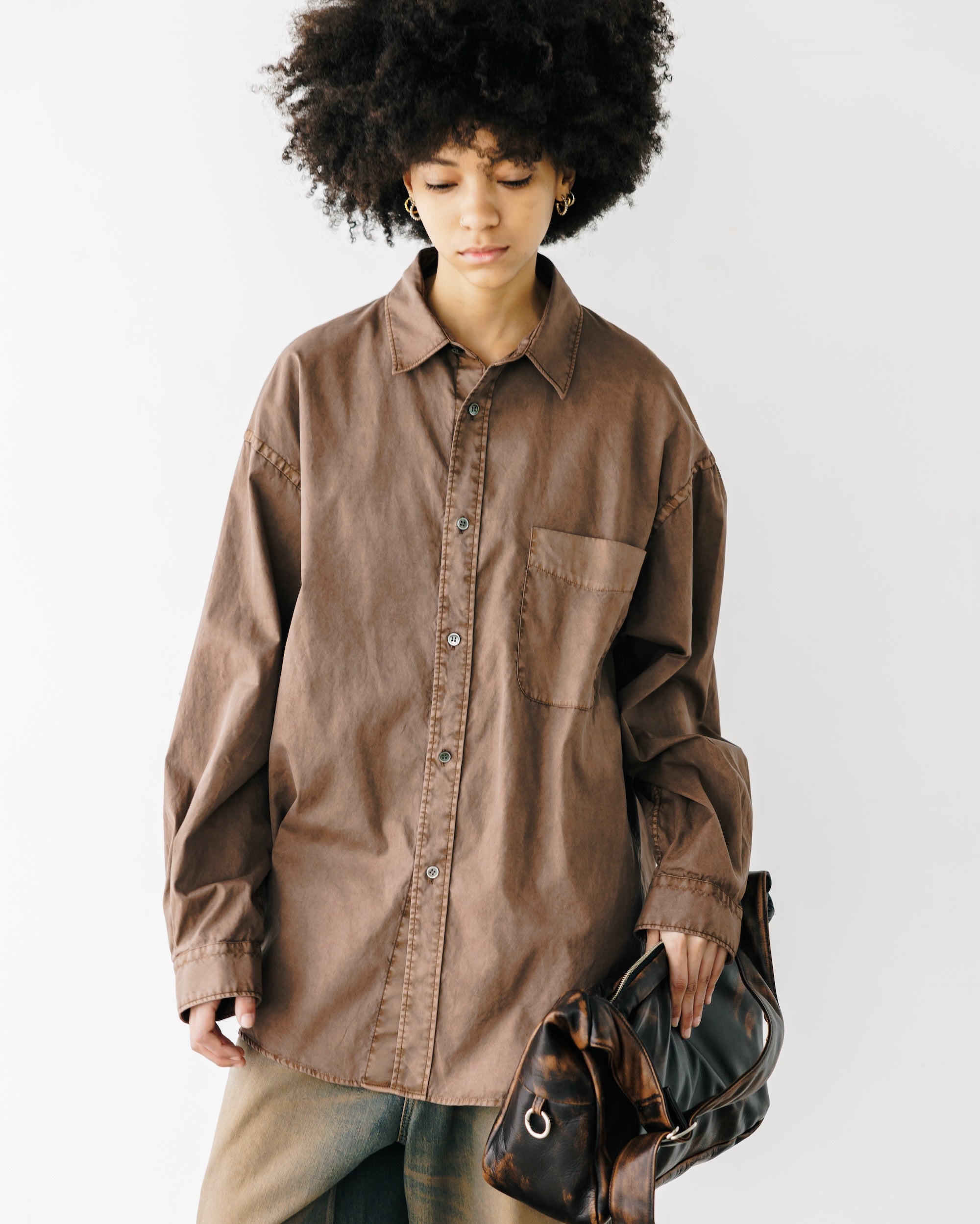 PIGMENT DYED OXFORD CITY SHIRT (FADE BROWN)