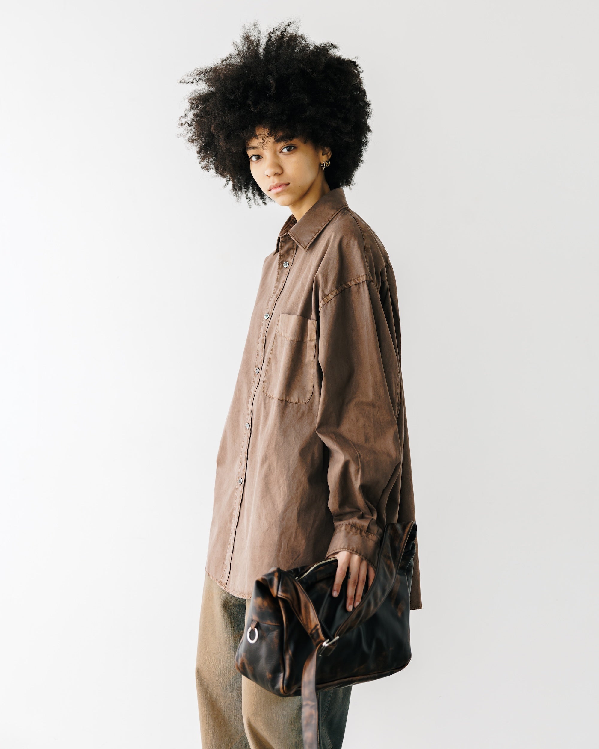 PIGMENT DYED OXFORD CITY SHIRT (FADE BROWN)
