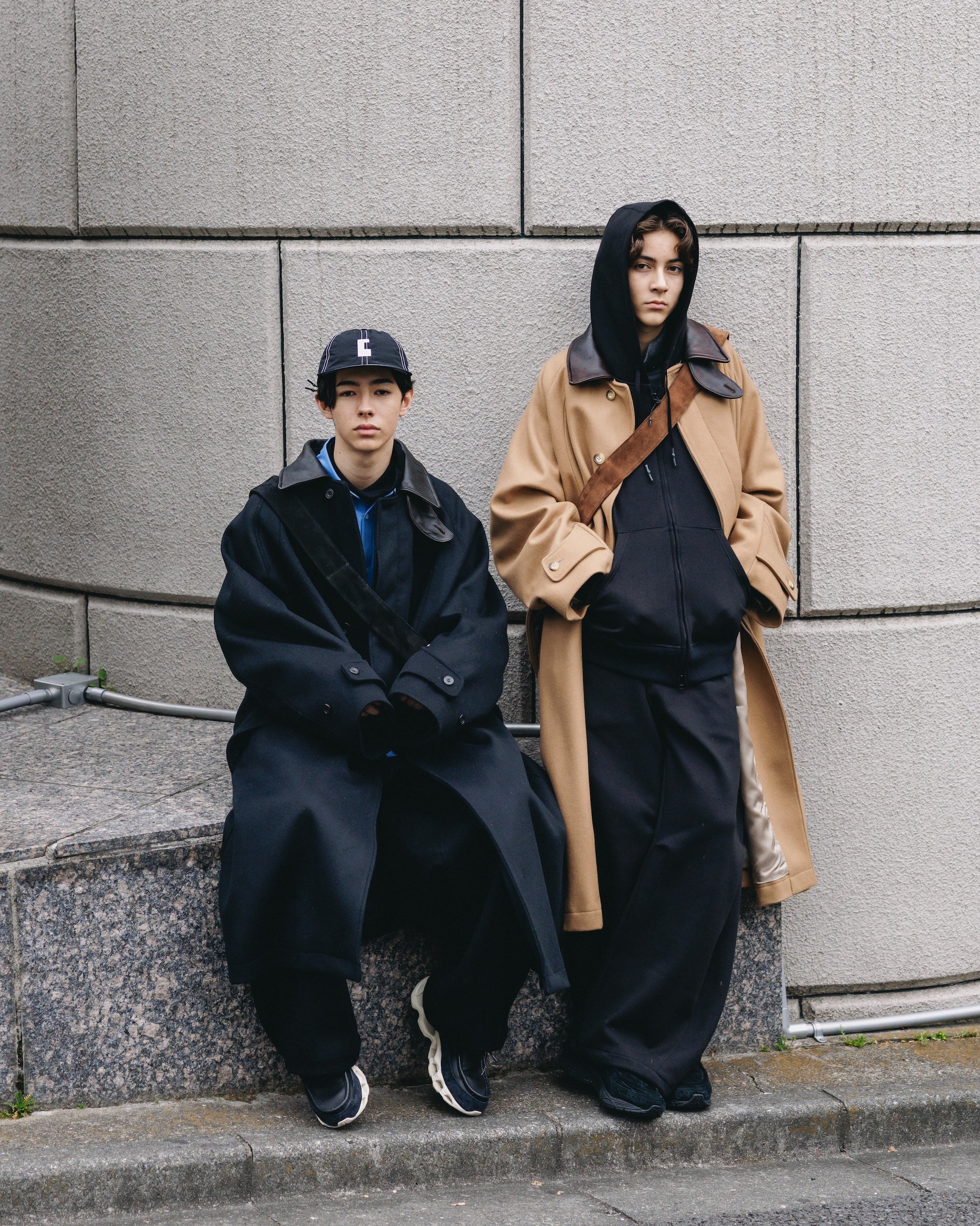 【12.10 WED 20:00- IN STOCK】LEATHER COLLAR WOOL MELTON BALMACAAN COAT (BLACK)