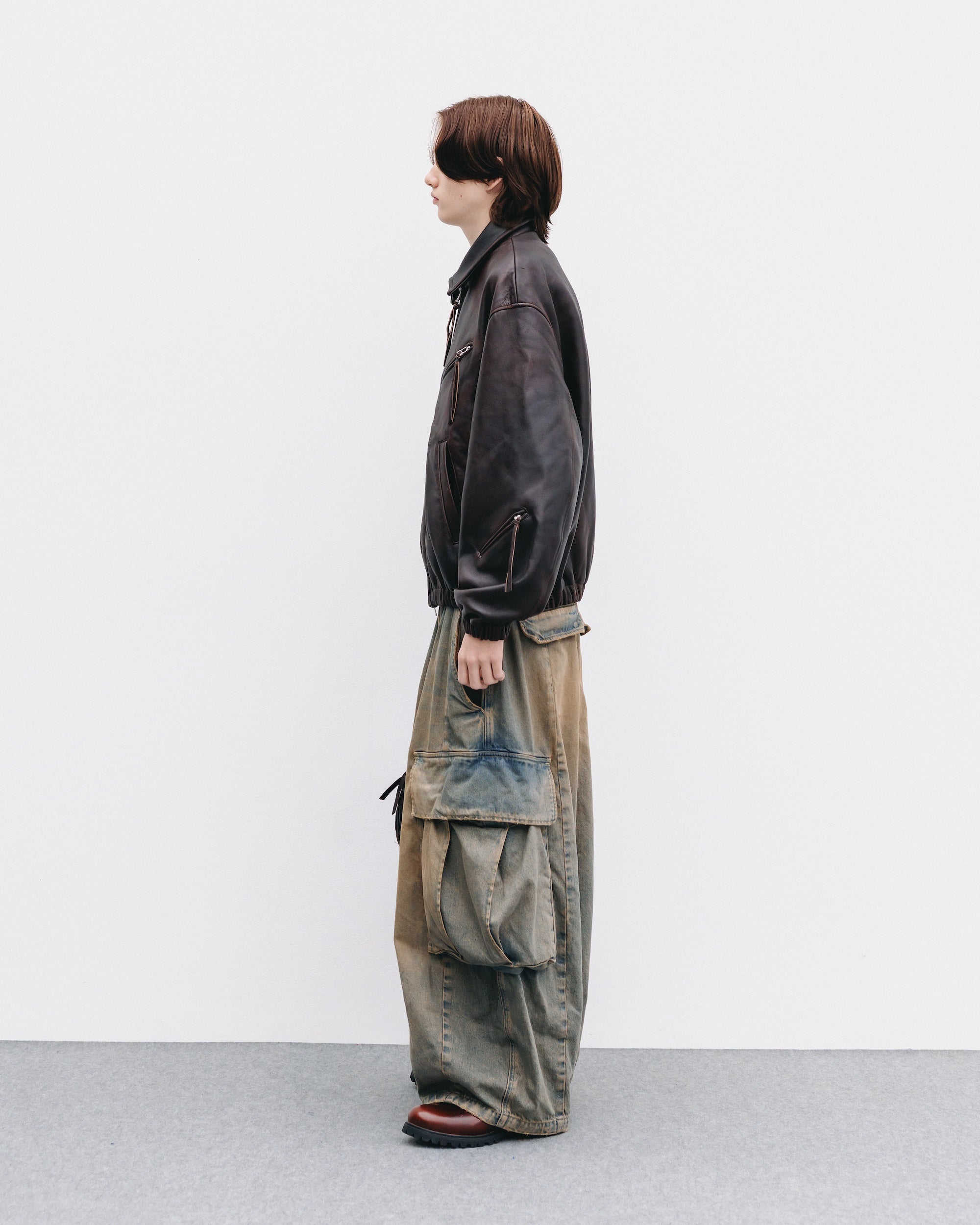 【11.1 SAT 20:00- IN STOCK】SHEEP LEATHER UTILITY JACKET (BROWN)